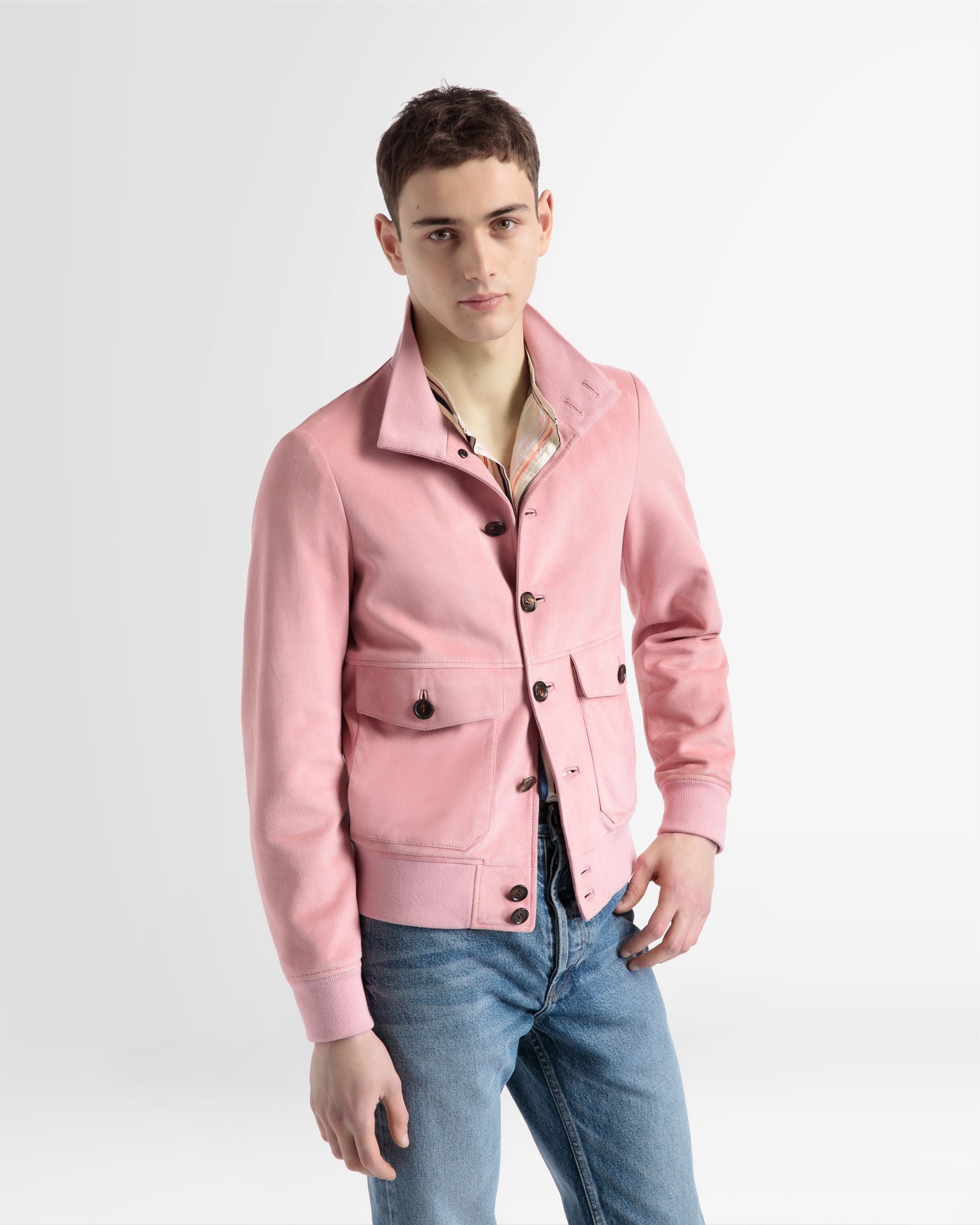 Blouson Bomber En Cuir Rose - Homme - Bally - 02