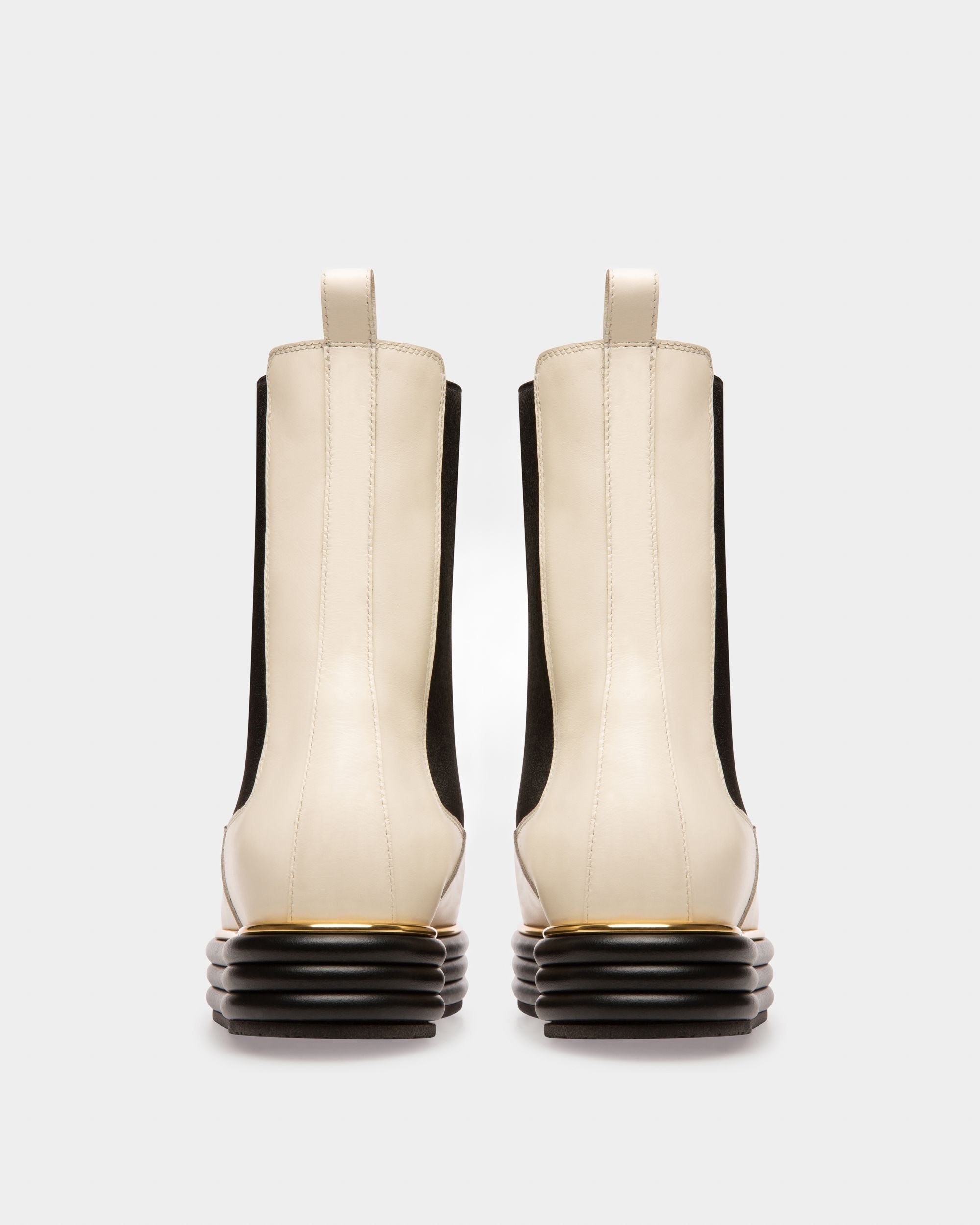 Faelisa Bottes En Cuir Blanc Cassé - Femme - Bally - 04