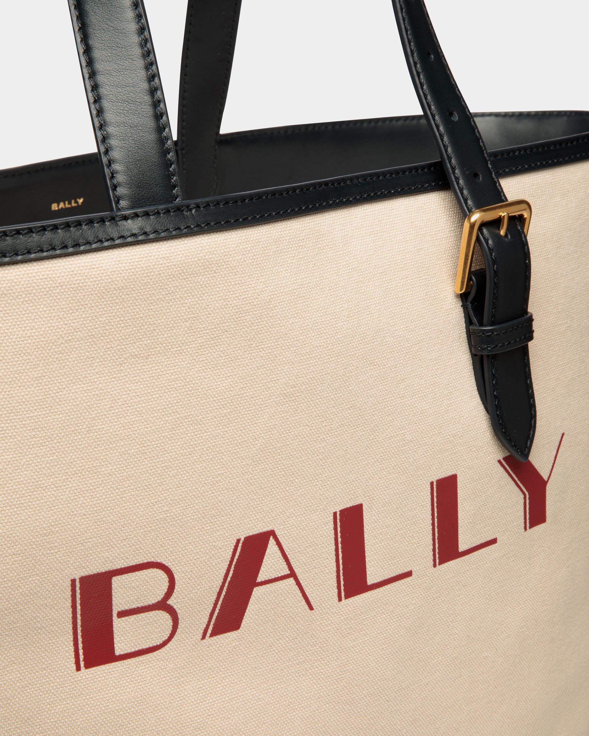 Sac Cabas Summer Capsule En Toile Et Cuir Naturel Et Navy Blue - Homme - Bally - 05