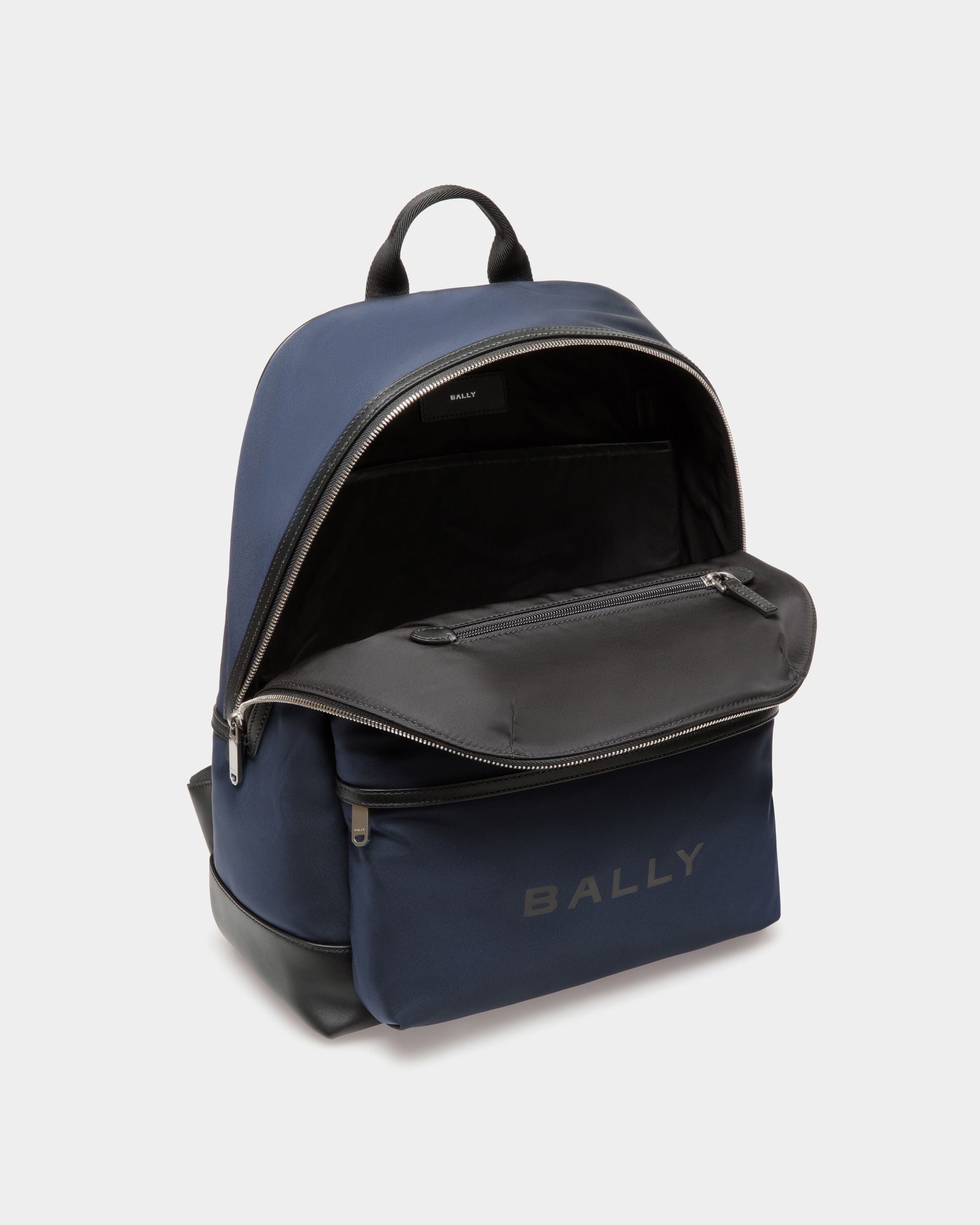 Bar Backpack in Navy Blue Nylon And Leather - Homme - Bally - 04