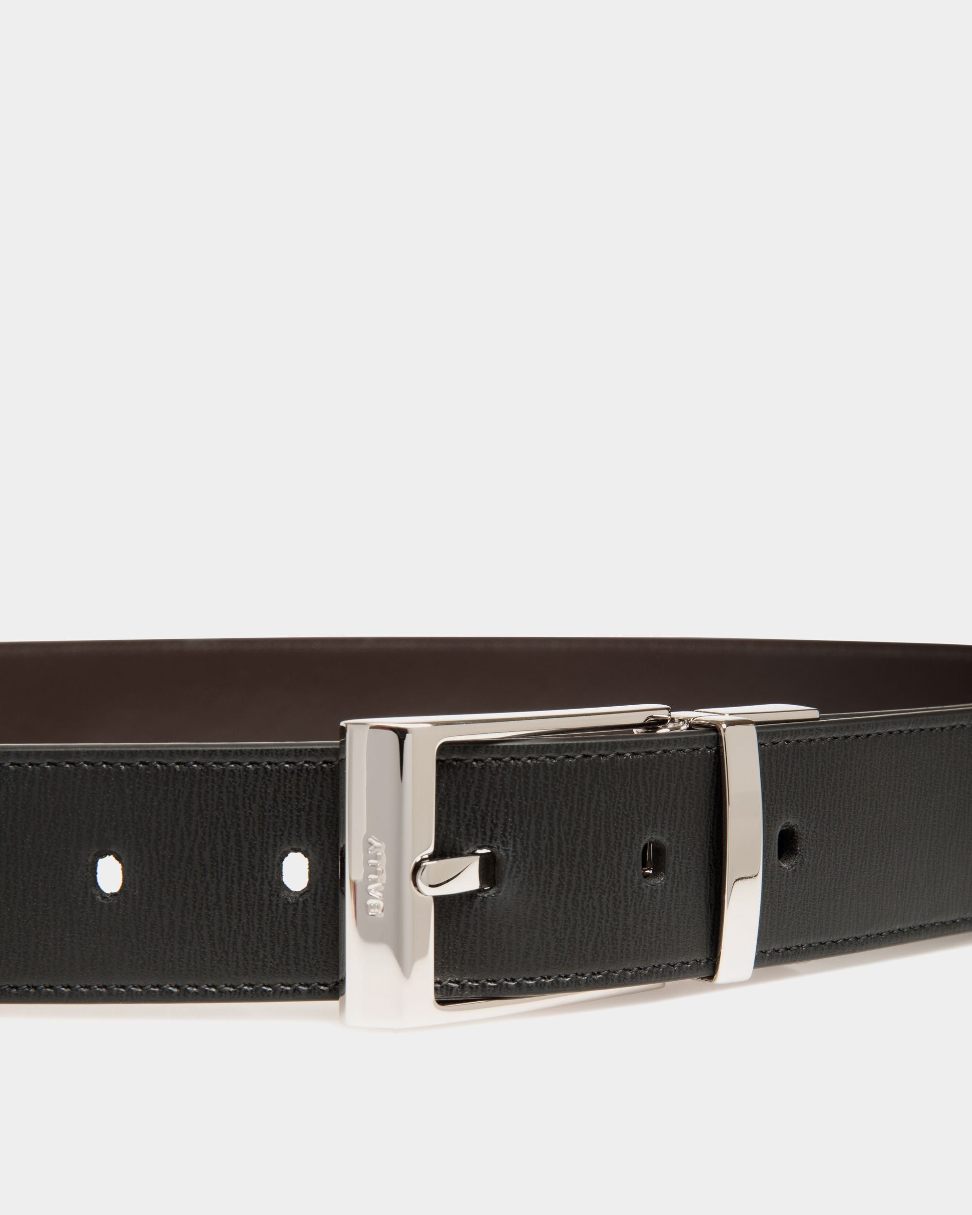 Ceinture Shiffie 35 mm Réversible Et Ajustable En Cuir Noir Et Marron - Homme - Bally - 03