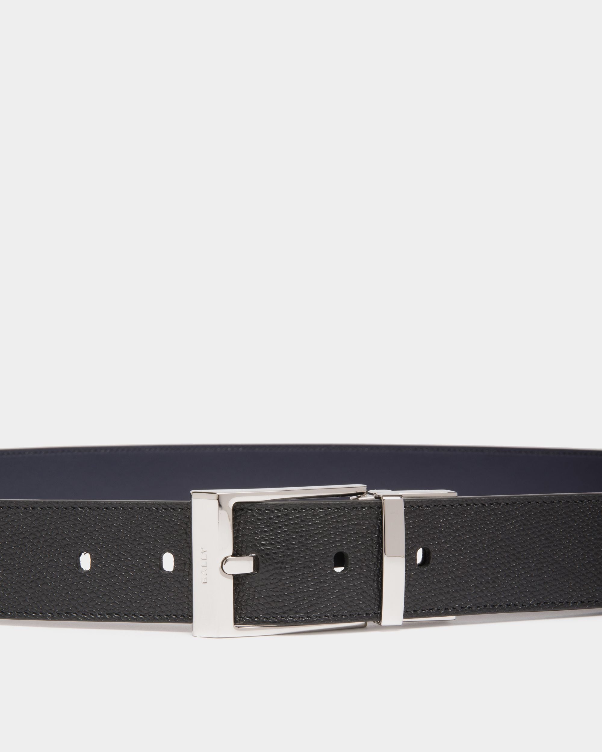 Ceinture Shiffie 35 Mm Réversible Et Ajustable En Cuir Noir Et Navy Blue - Homme - Bally - 03