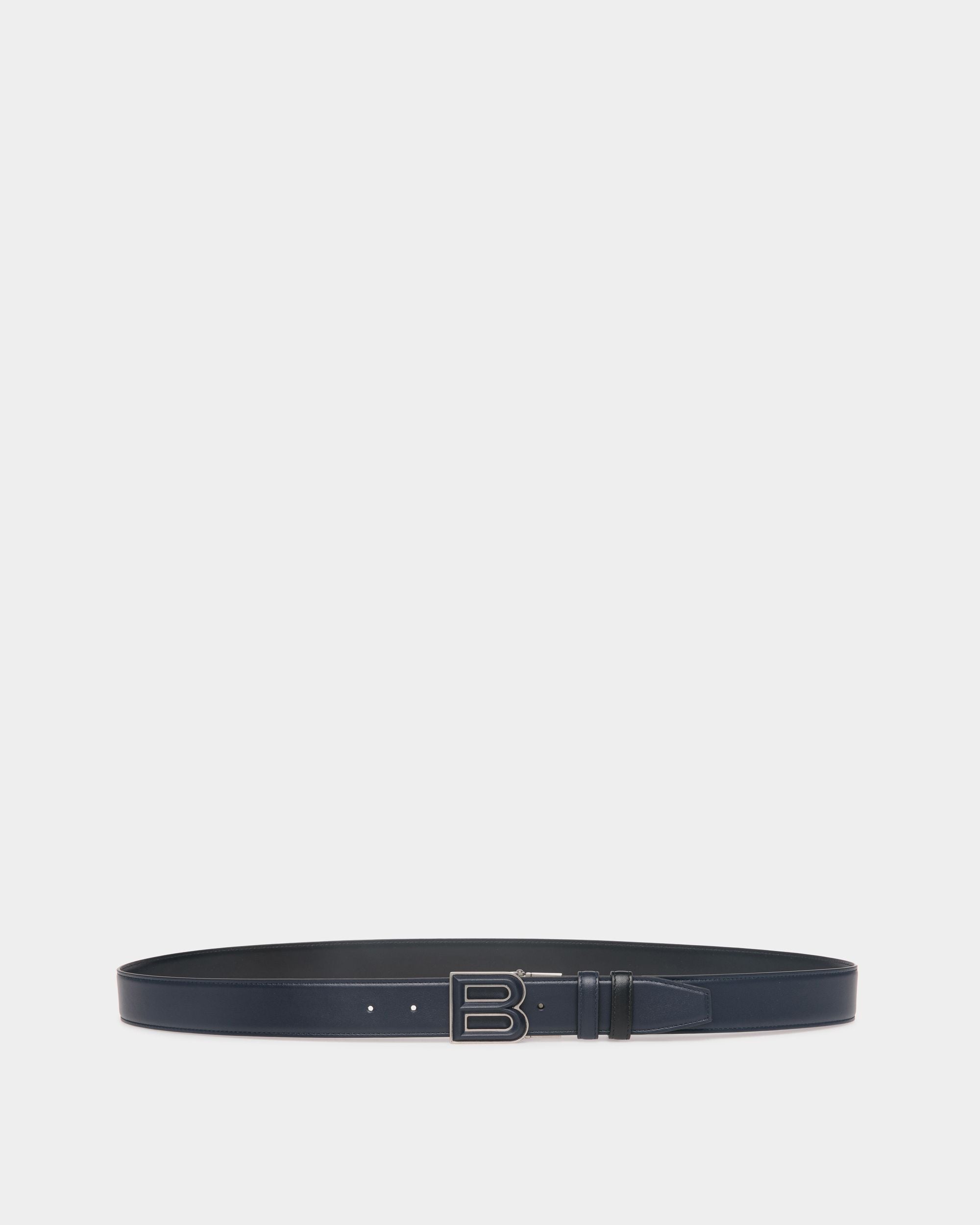 Ceinture B Bold 35 mm Réversible Et Ajustable En Cuir Navy Blue Et Noir - Homme - Bally - 01