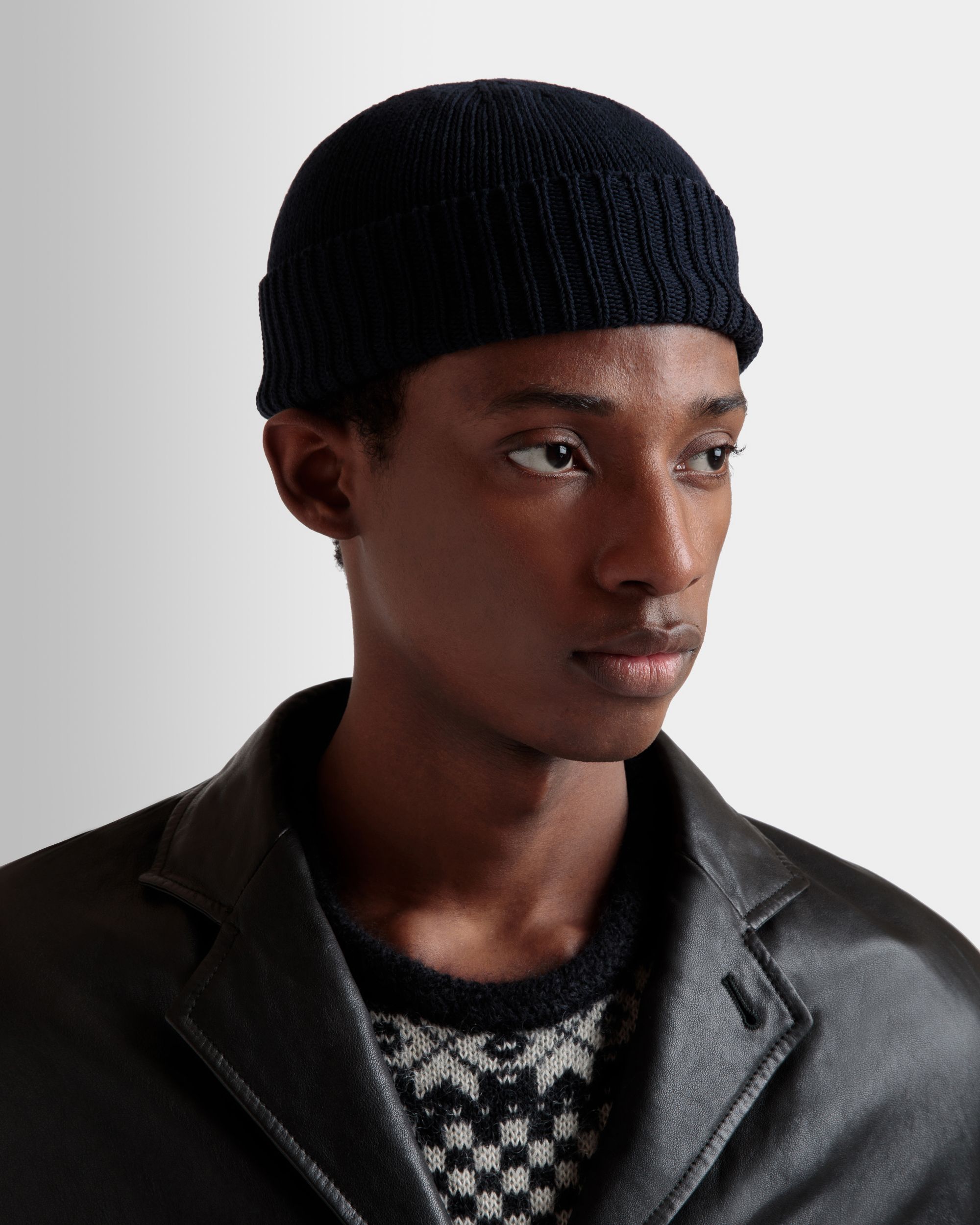 Bonnet En Cachemire Navy Blue - Homme - Bally - 02