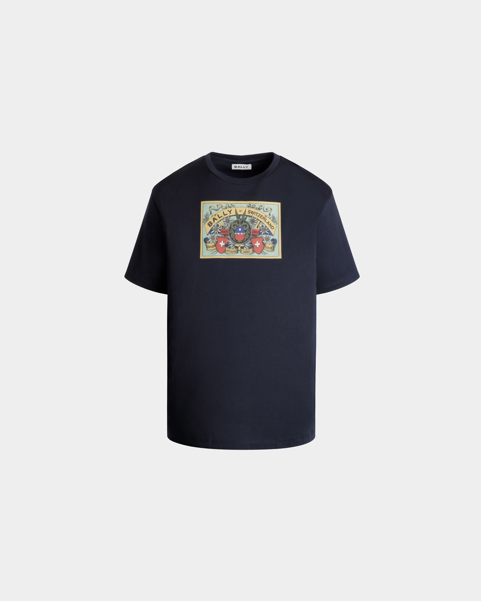 T-Shirt Avec Étiquette Bally Crest En Coton Navy Blue - Homme - Bally - 01