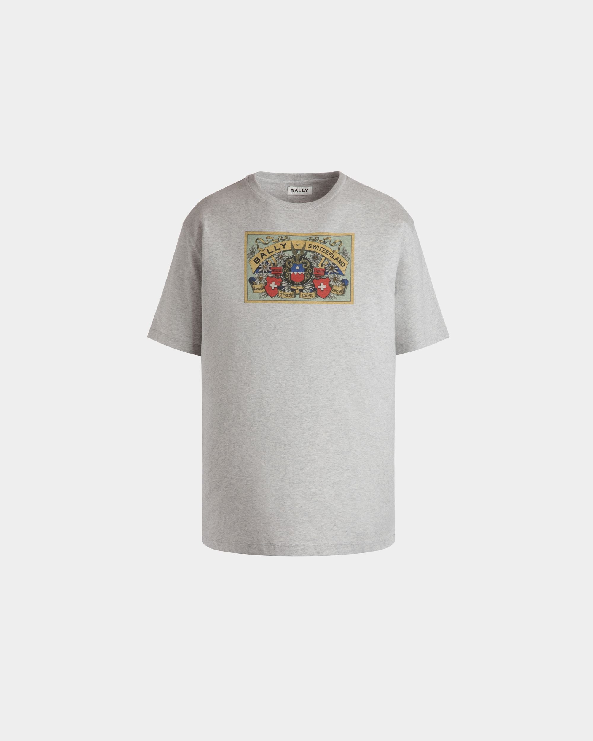 T-Shirt Avec Étiquette Bally Crest En Coton Gris Chiné - Homme - Bally - 01