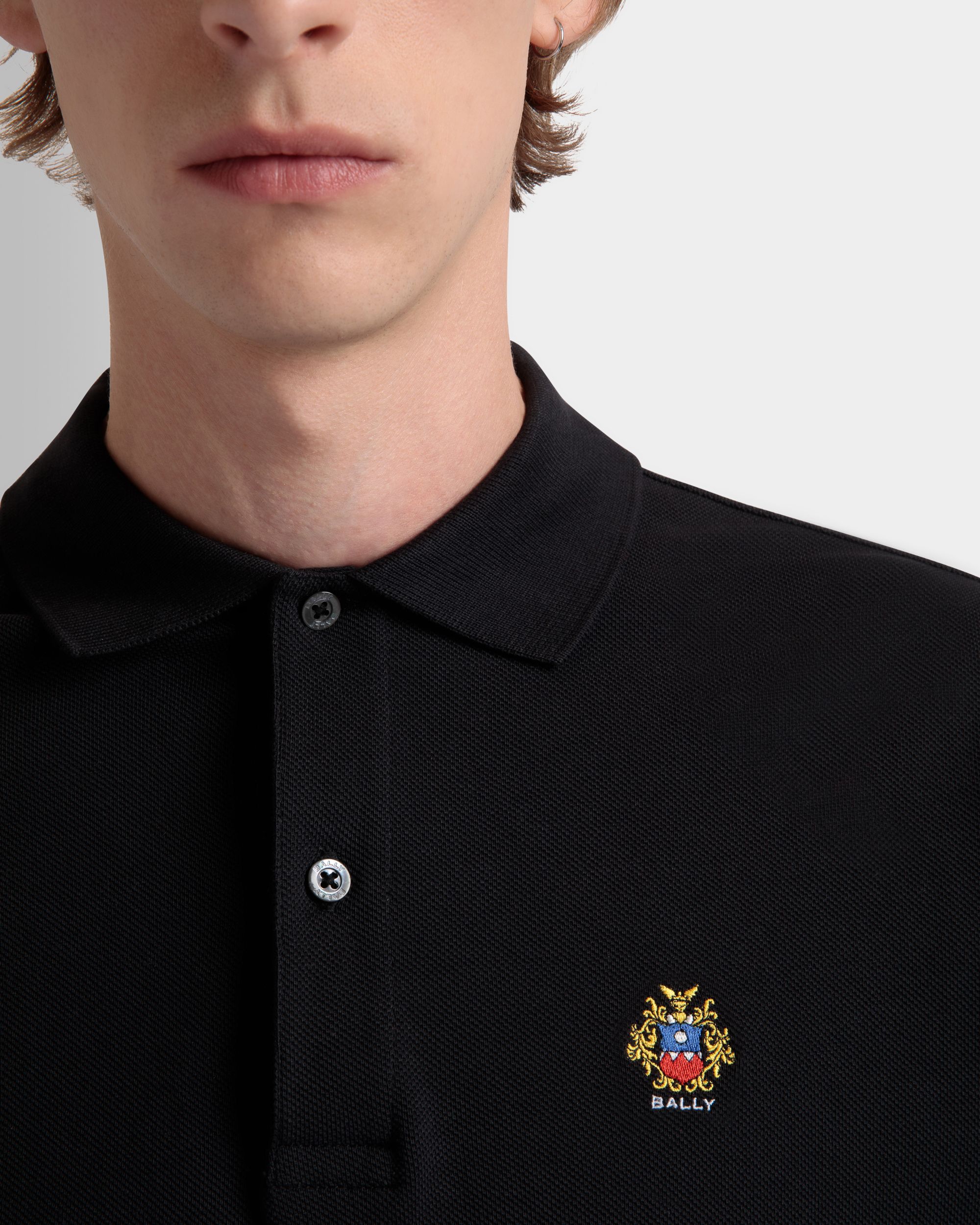 Polo Avec Logo Bally Crest En Coton Noir - Homme - Bally - 03