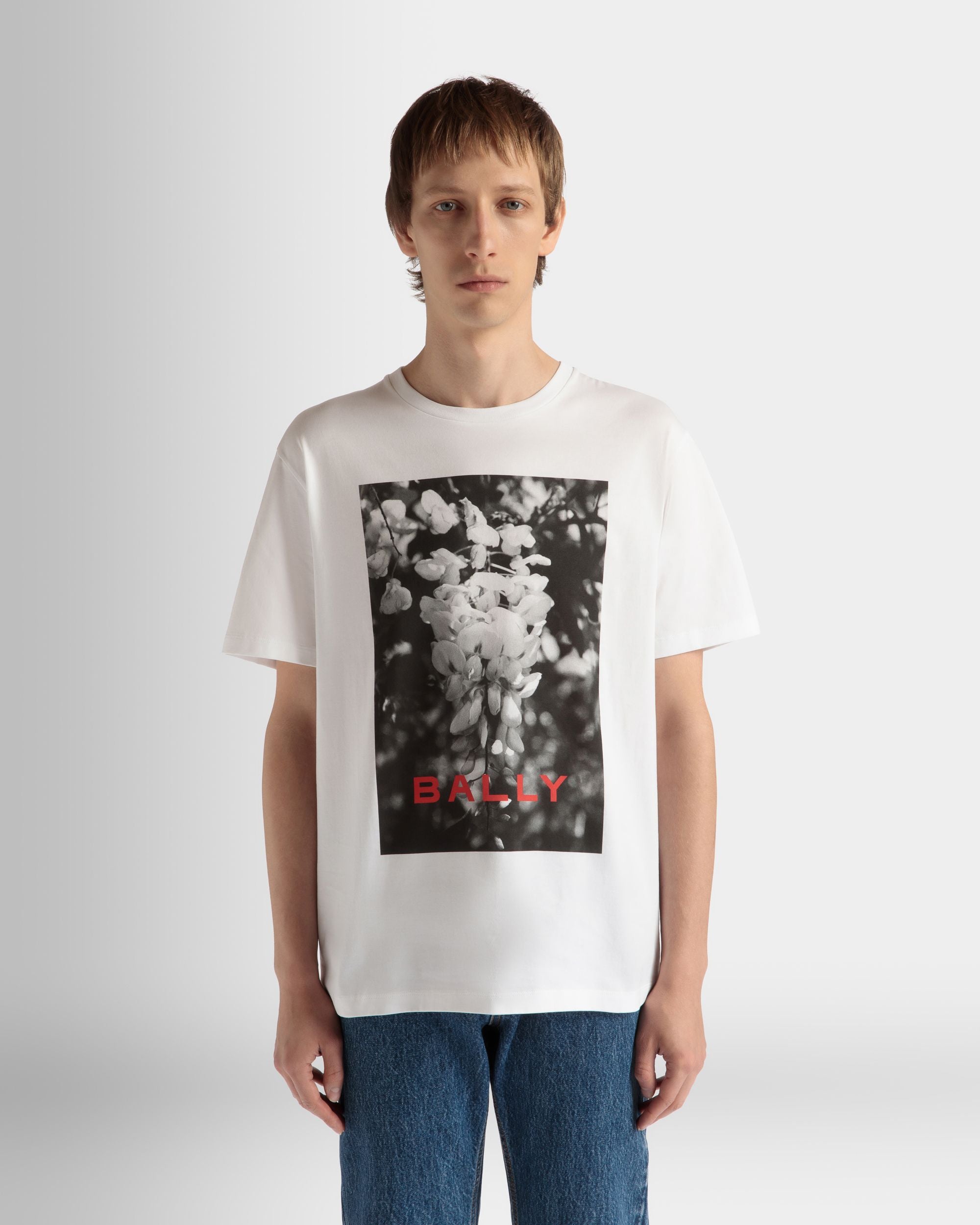 T-Shirt Imprimé En Coton Blanc - Homme - Bally - 03