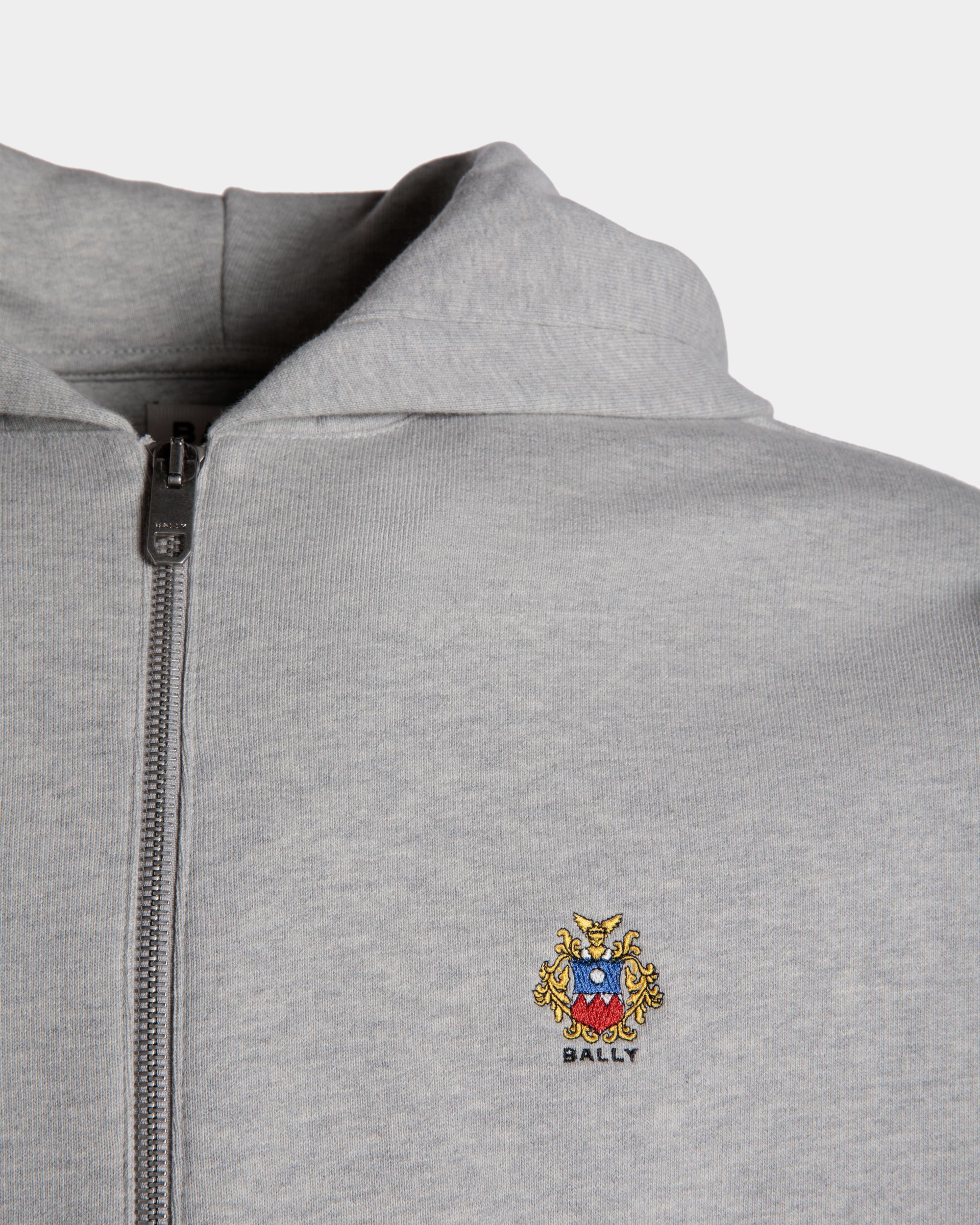 Sweat-Shirt À Capuche En Coton Gris Chiné Avec Logo Bally Crest - Homme - Bally - 02