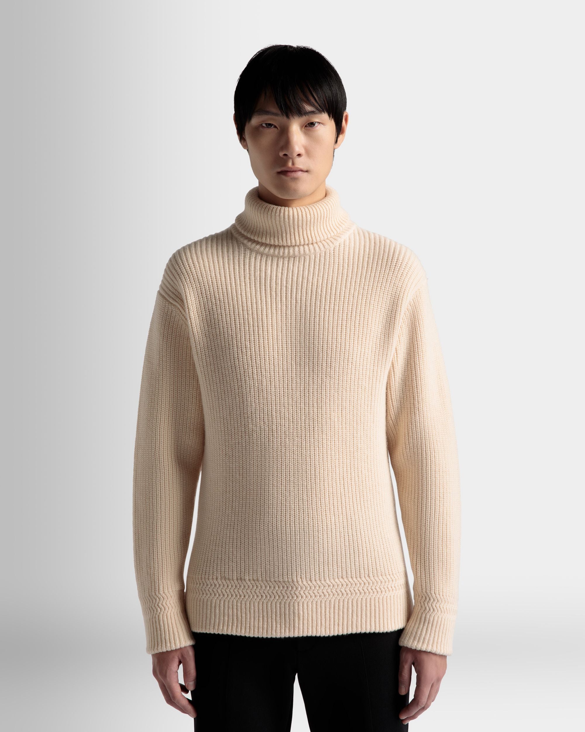 Pull À Col Roulé En Laine Beige - Homme - Bally - 03