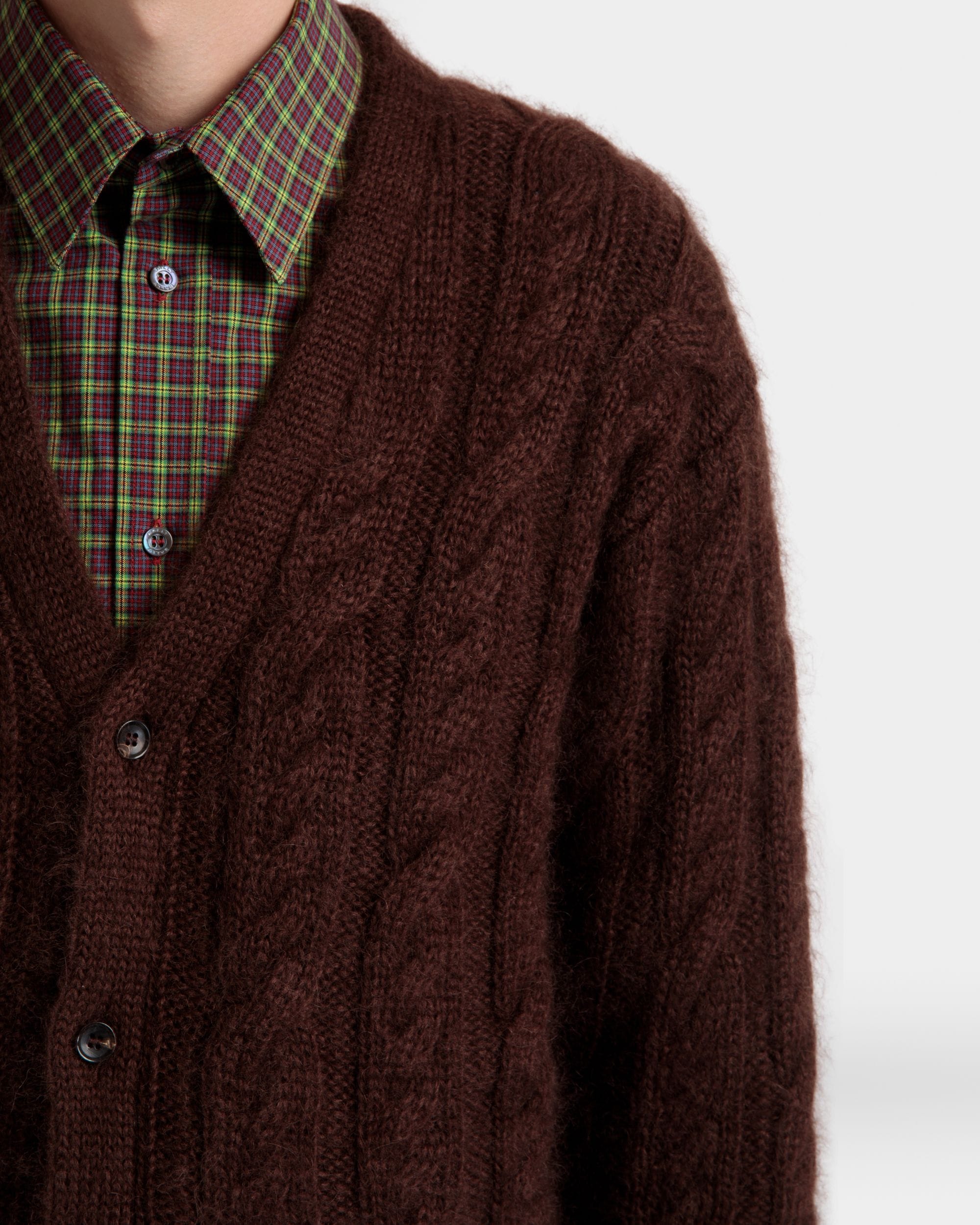 Cardigan En Mohair Et Soie Marron - Homme - Bally - 04