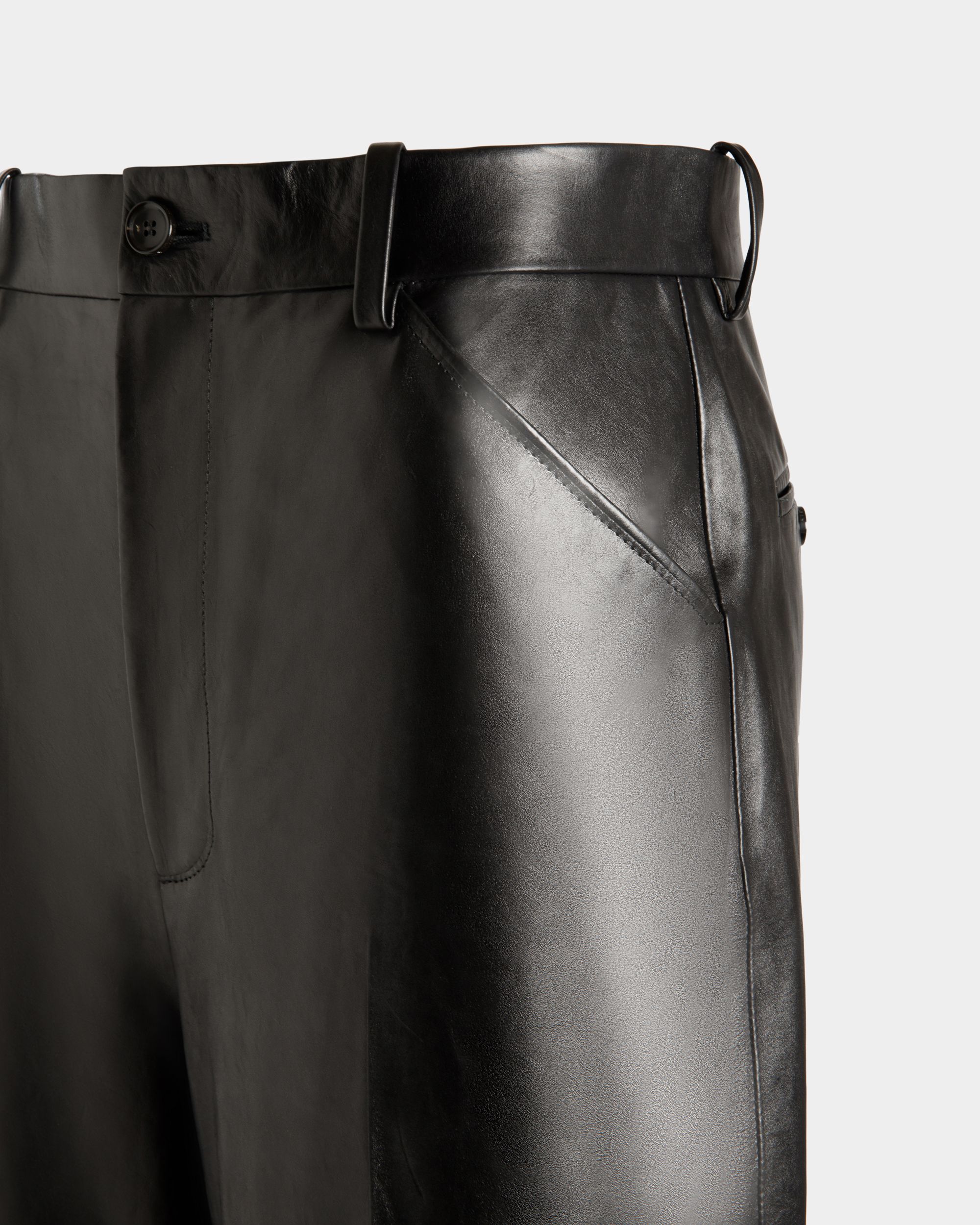 Pantalon Taille Haute En Cuir Noir - Homme - Bally - 02