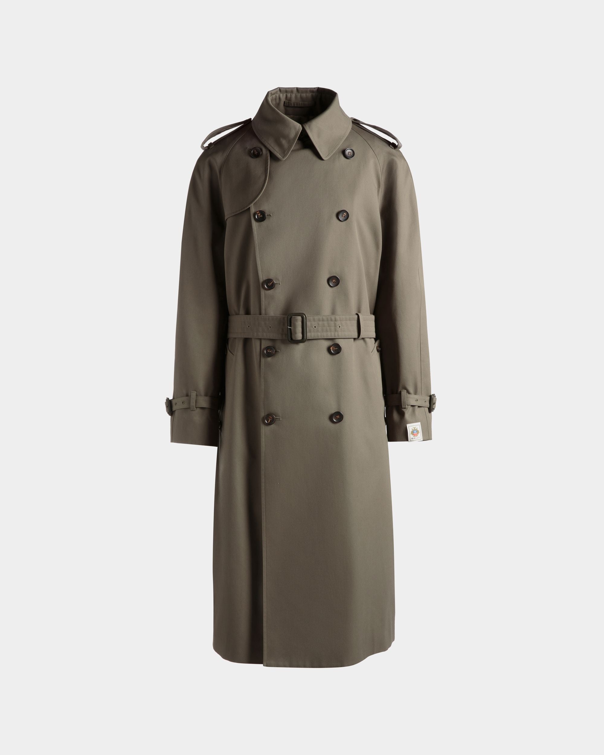 Trench À Double Boutonnage En Gabardine De Coton Mélangé Military Green - Homme - Bally - 01