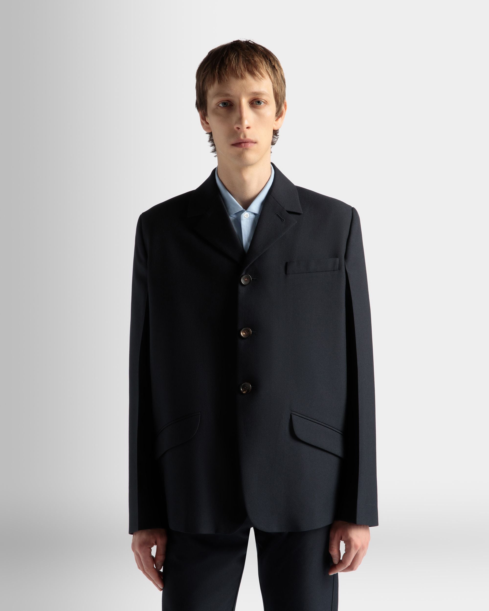 Veste En Laine Mélangée Navy Blue - Homme - Bally - 03