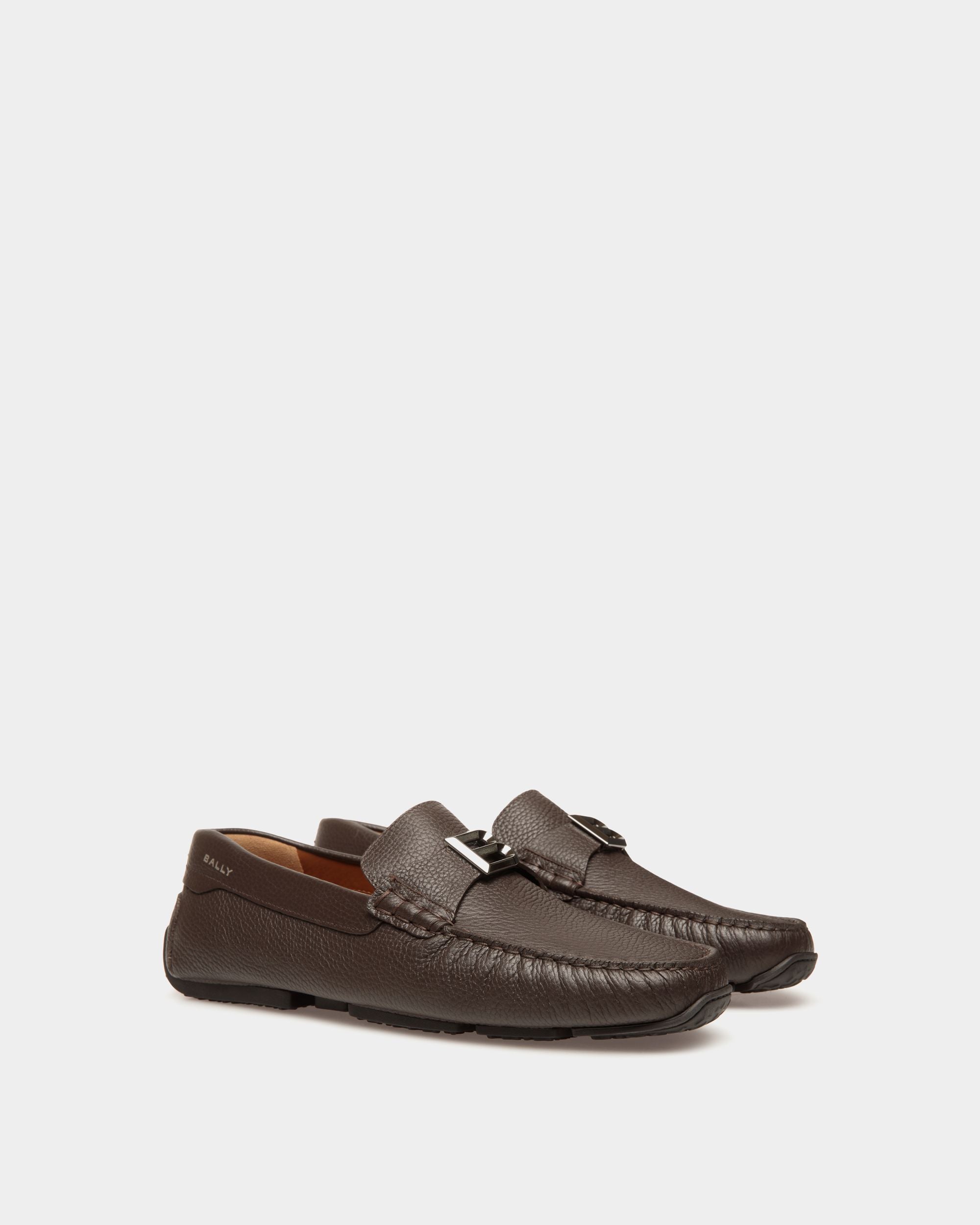 Chaussure Driver Pilot En Cuir Grainé Marron - Homme - Bally - 02