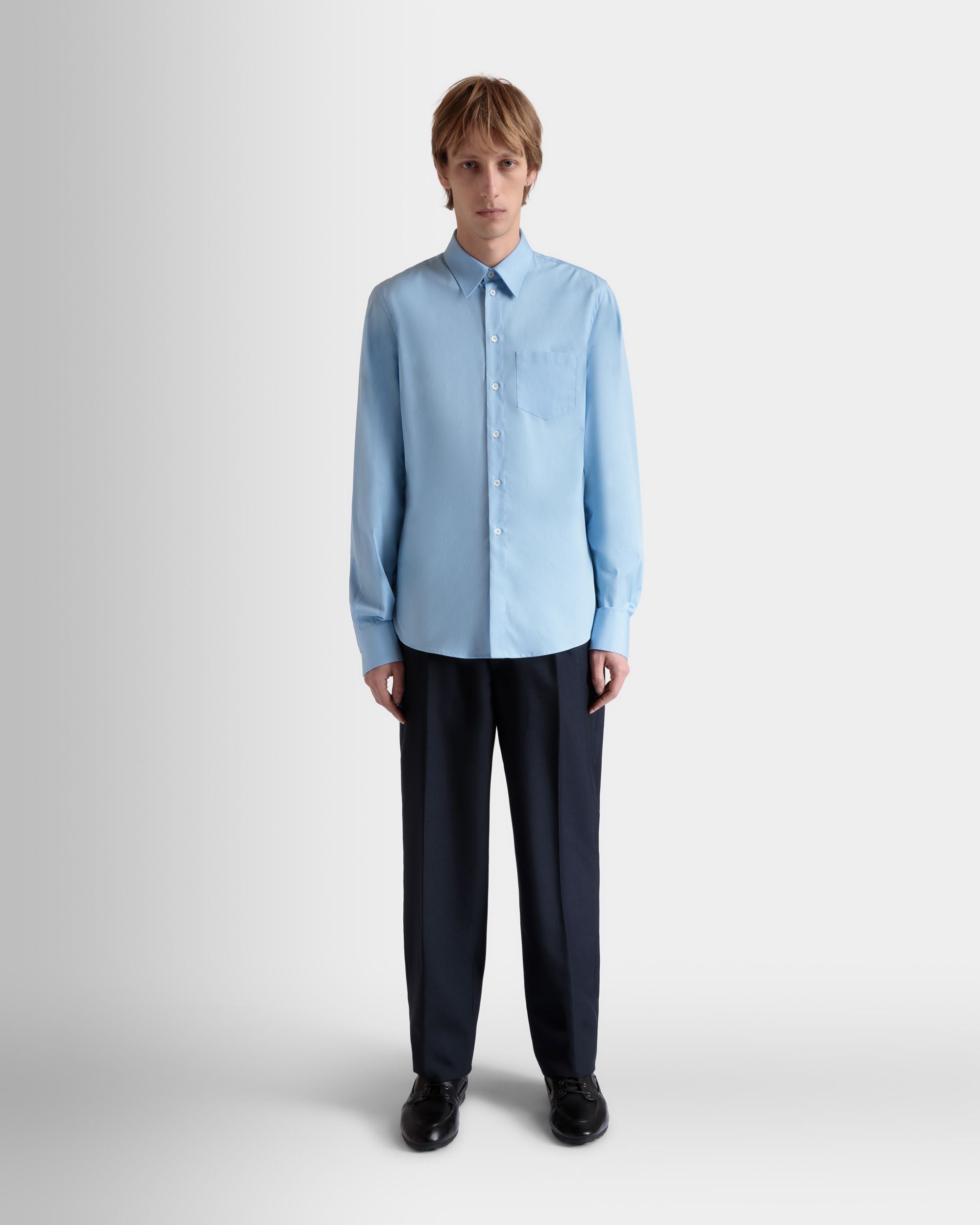 Chemise À Manches Longues En Coton Light Blue - Homme - Bally - 02