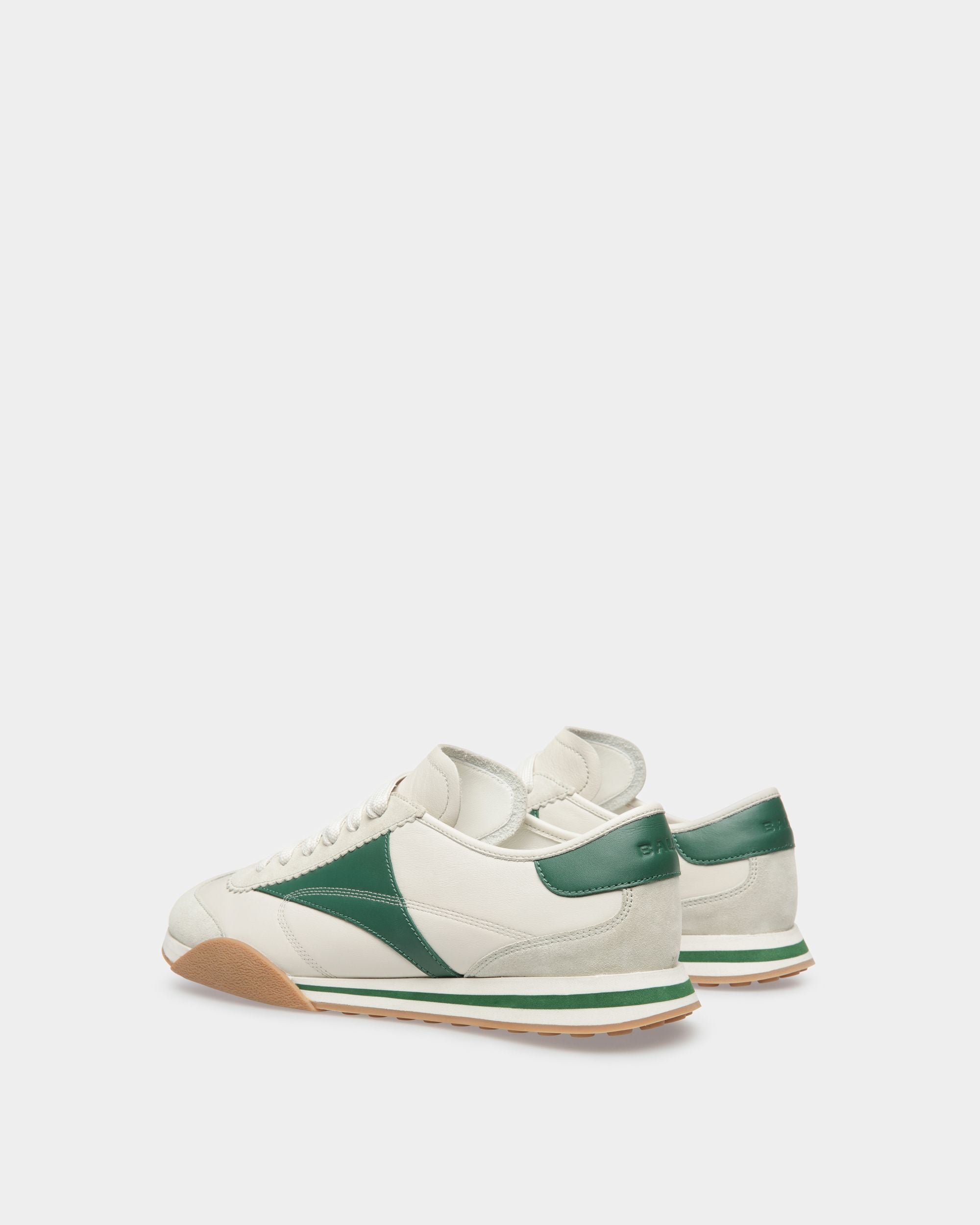 Sneakers Sussex En Cuir Blanc Poussière Et Kelly Green - Homme - Bally - 04