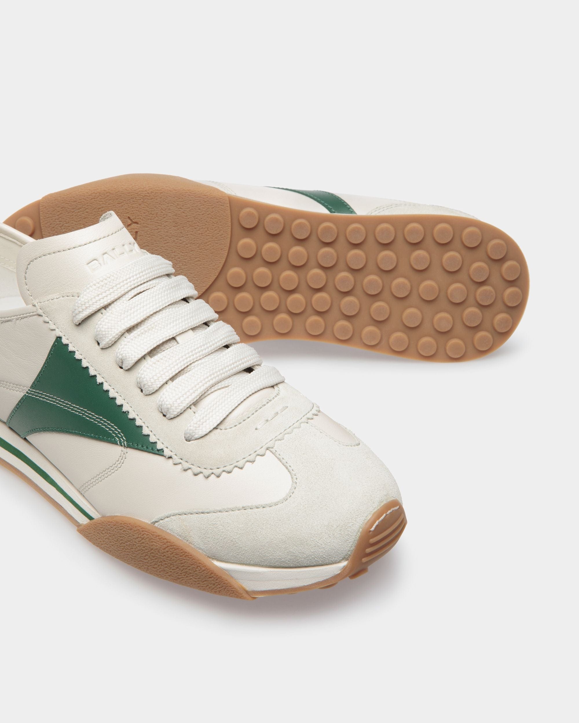 Sneakers Sussex En Cuir Blanc Poussière Et Kelly Green - Homme - Bally - 05