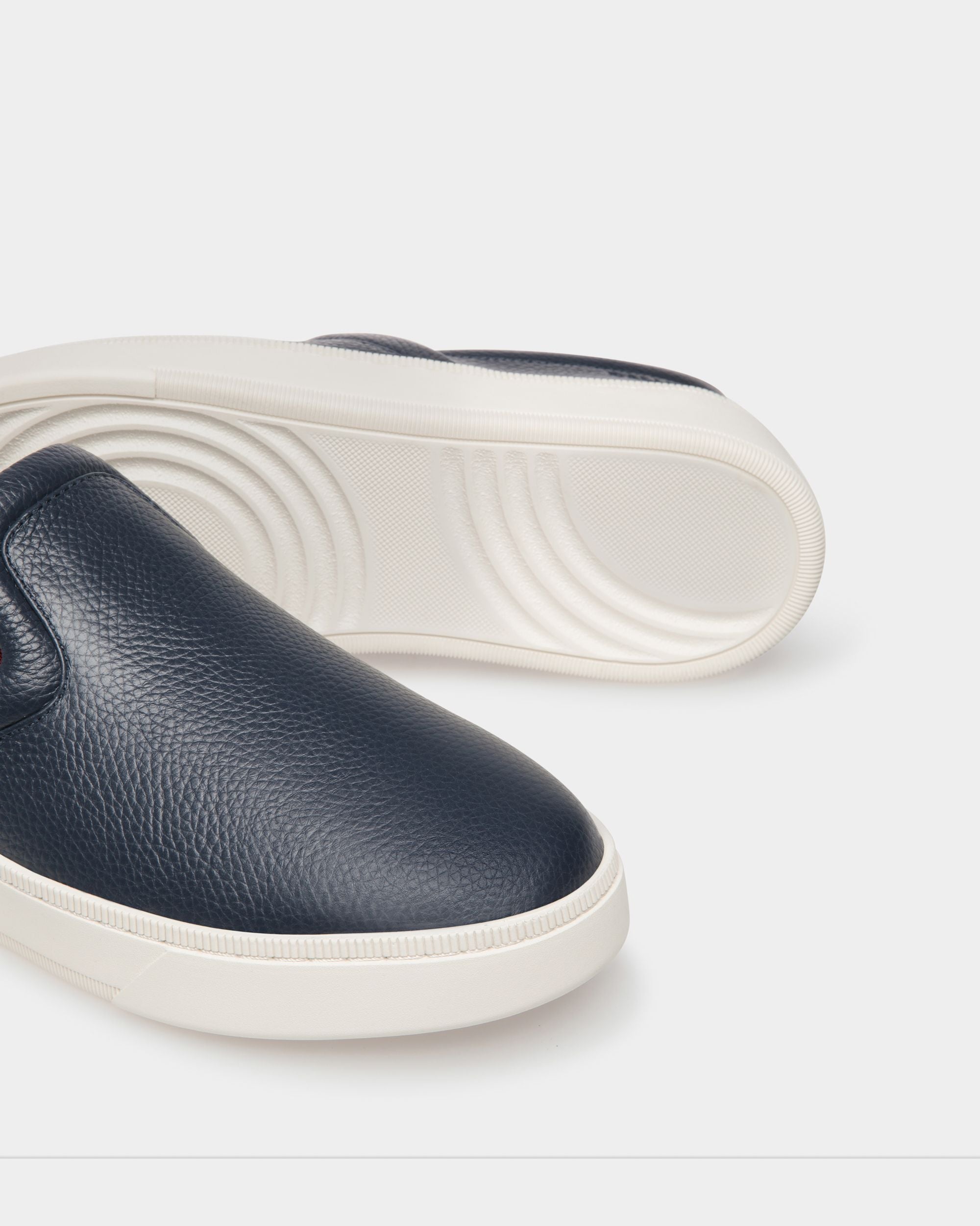 Sneaker Slip-On Raise En Cuir Grainé Bleu - Homme - Bally - 04