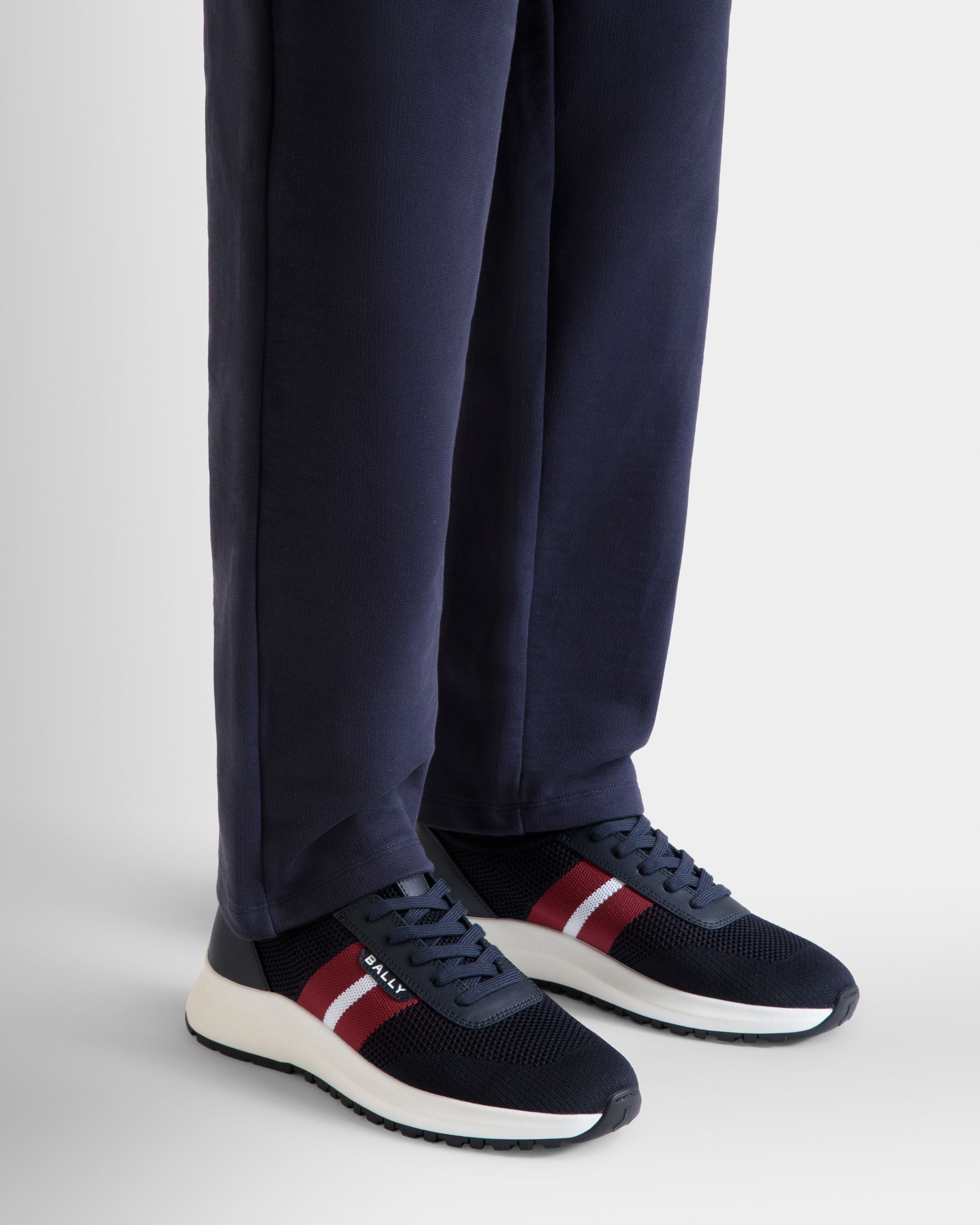 Sneaker Outline En Maille Navy Blue - Homme - Bally - 02