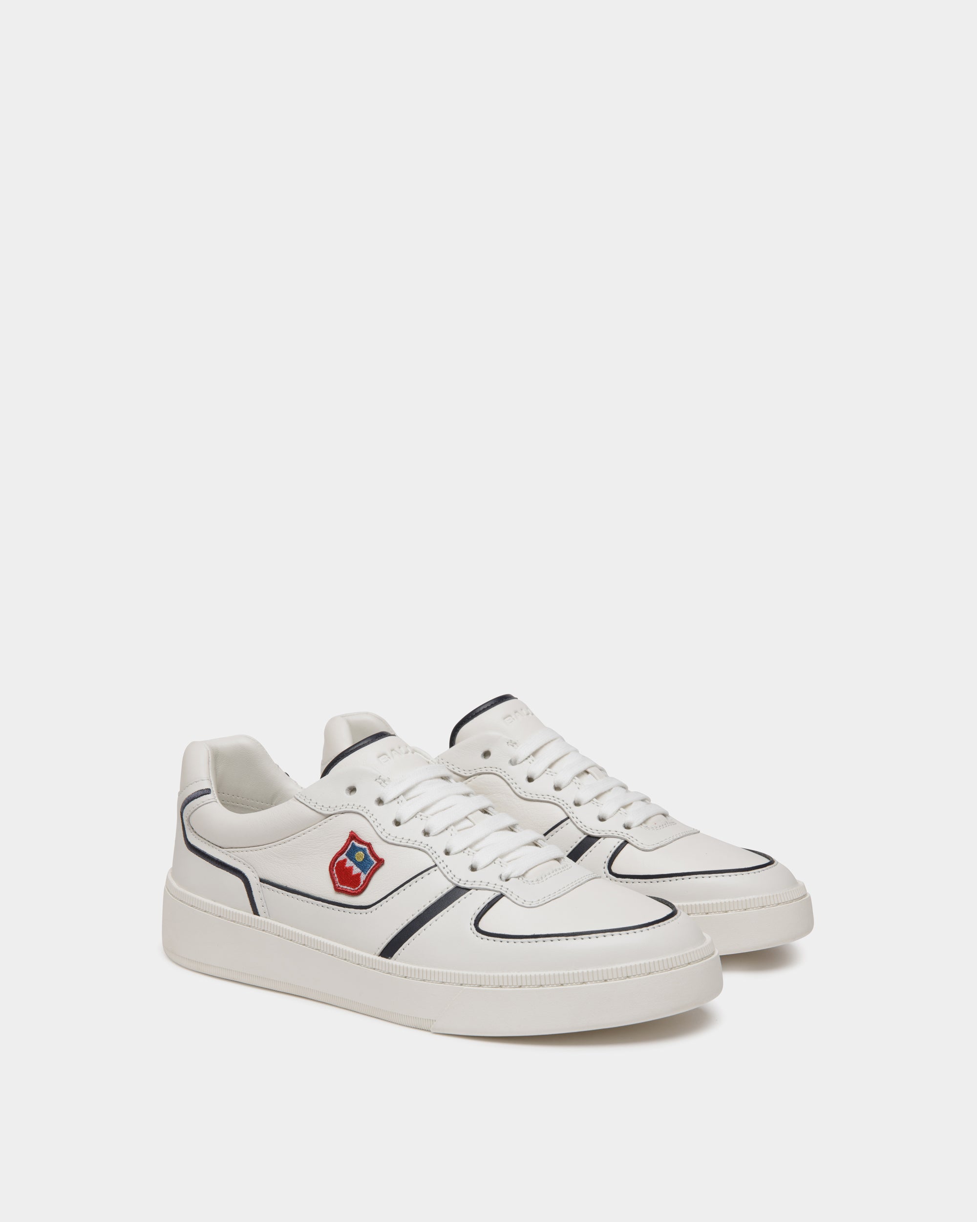 Sneaker Raise En Cuir Blanc Et Navy Blue - Homme - Bally - 02