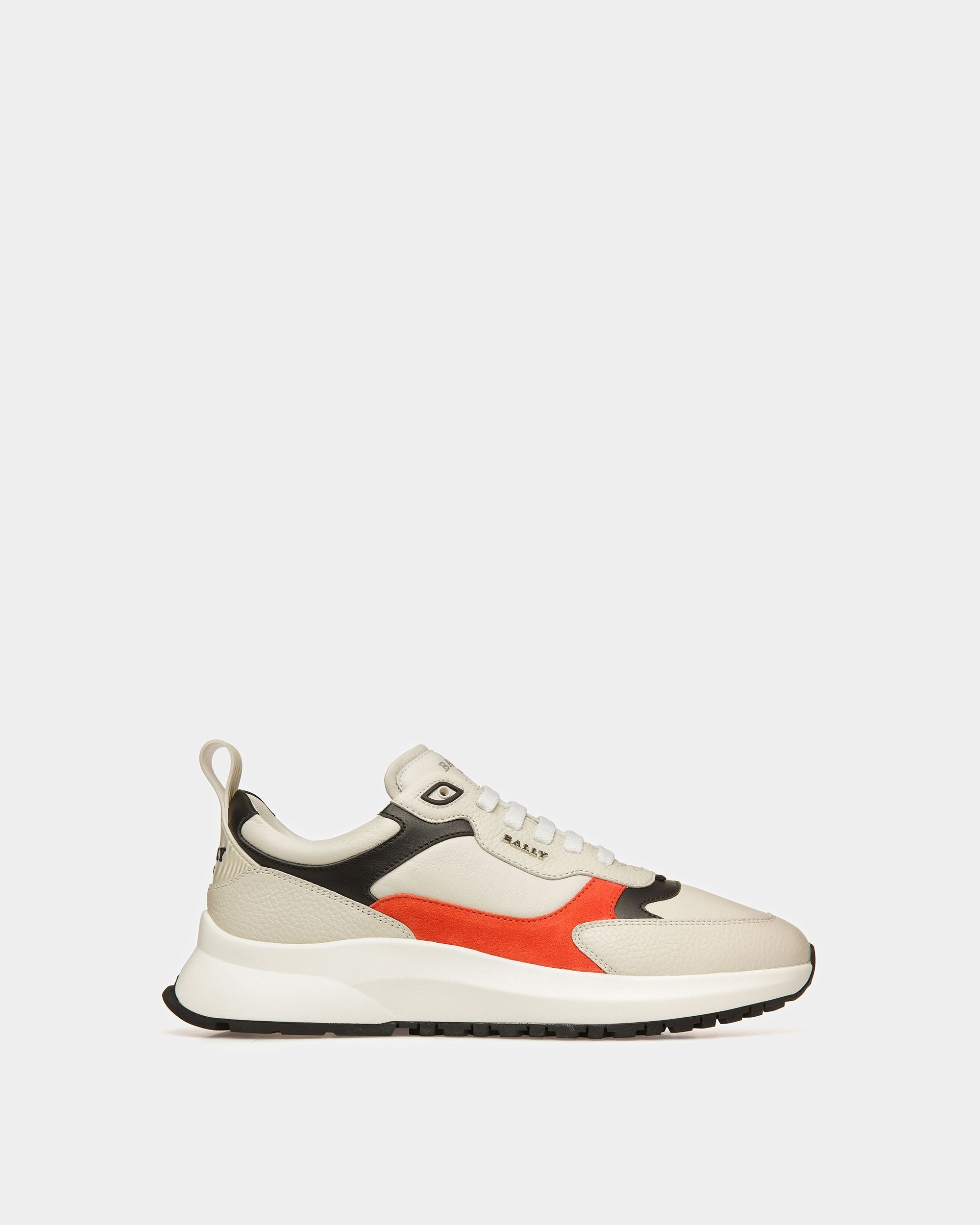 Dave Sneakers En Cuir Et Tissu Blanc Poussière Et Orange - Homme - Bally - 01