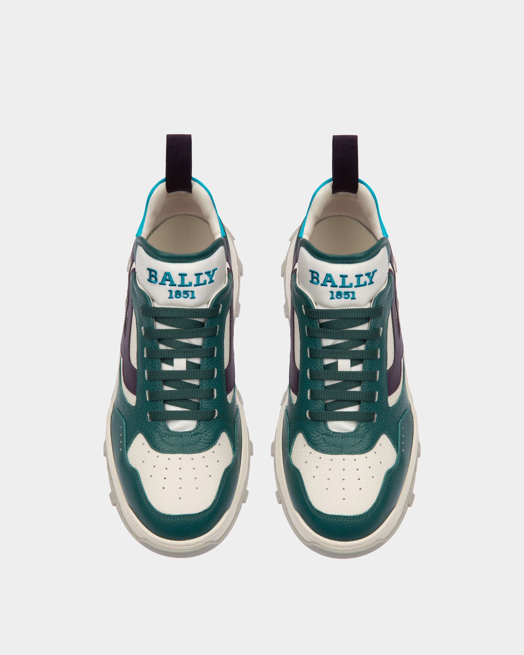 Holden Sneakers En Cuir Et Tissu Vert Et Blanc - Homme - Bally - 02