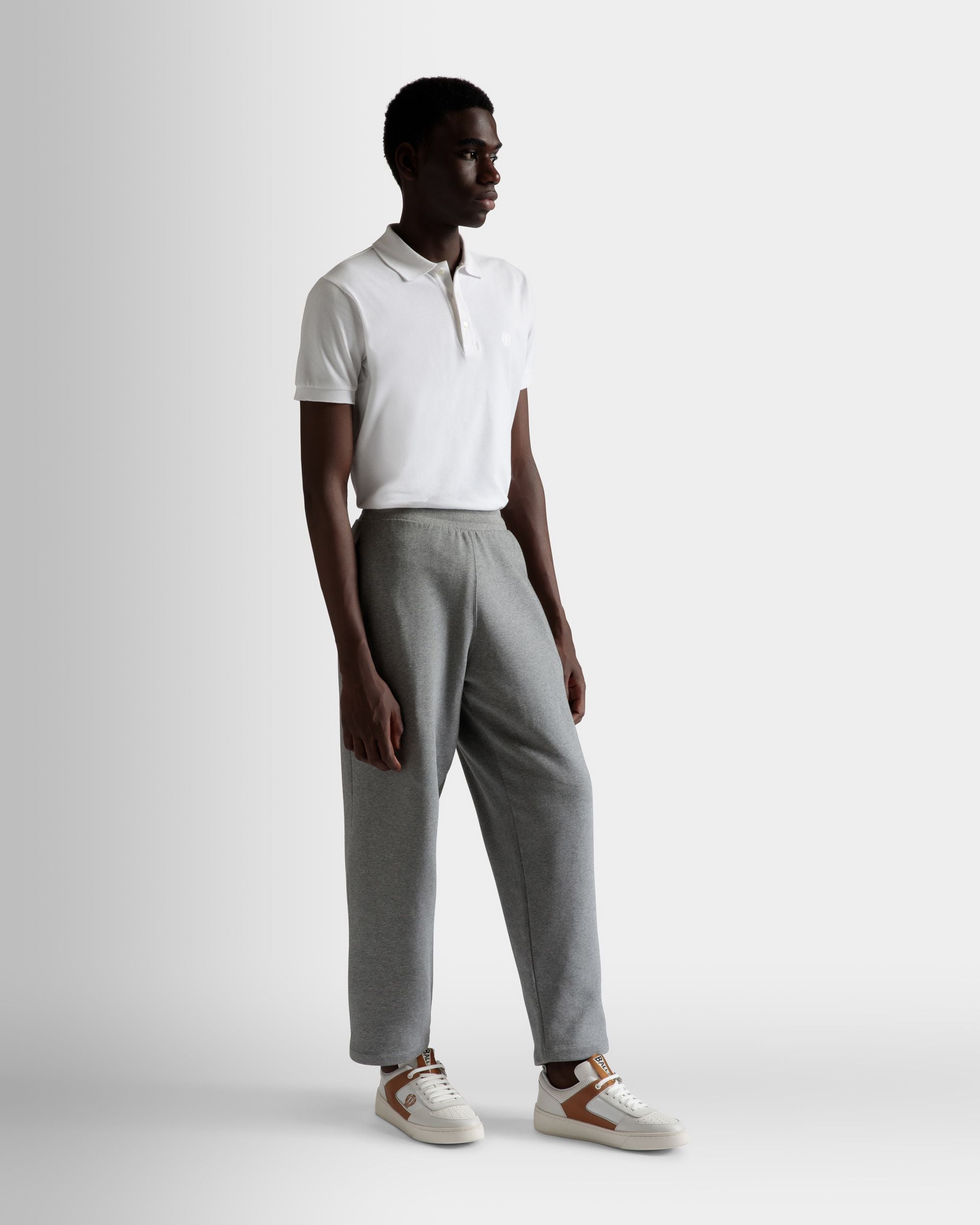 Pantalon De Survêtement Avec Cordon De Serrage En Coton Gris Chiné - Homme - Bally - 02