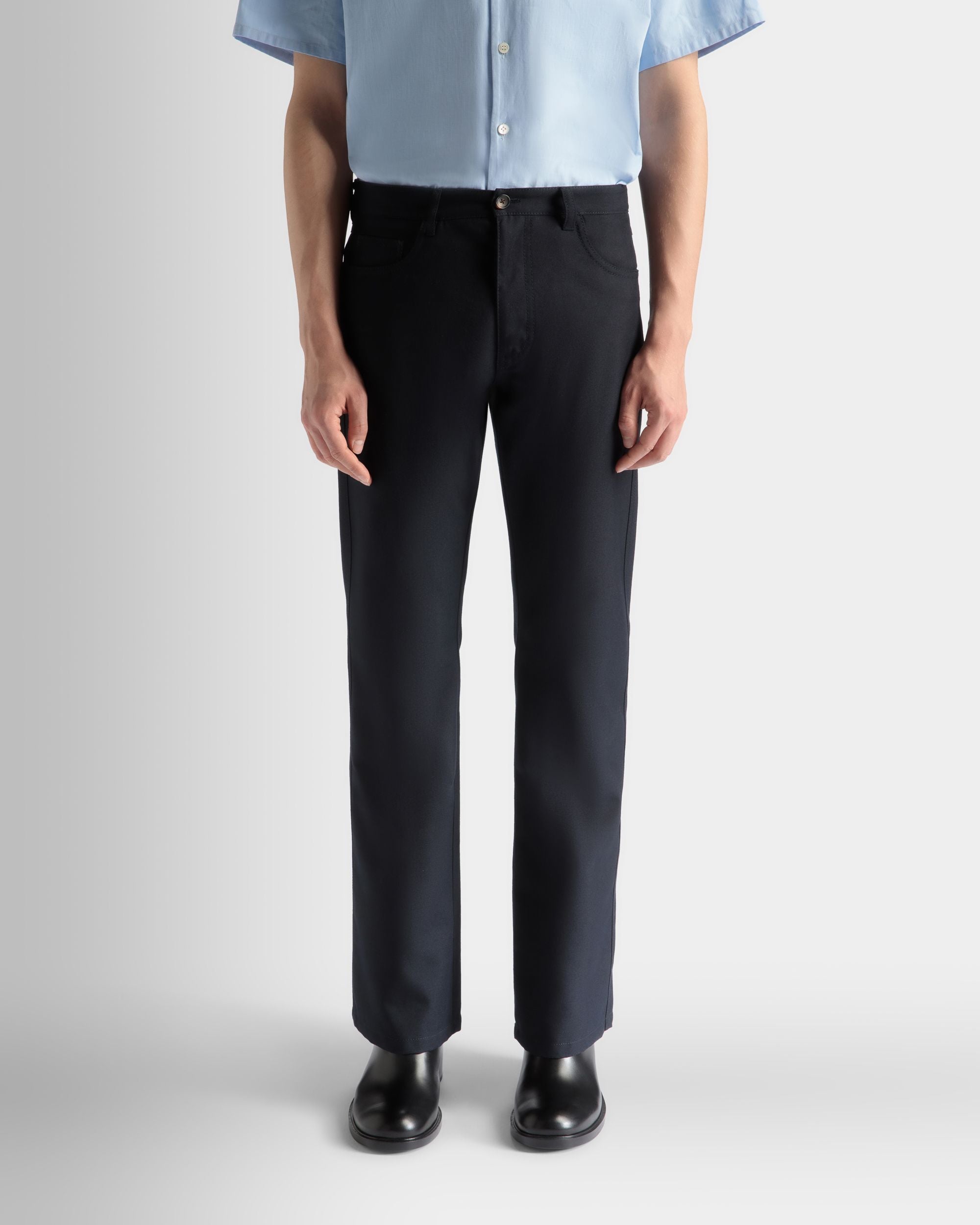 Pantalon En Laine Mélangée Navy Blue - Homme - Bally - 03