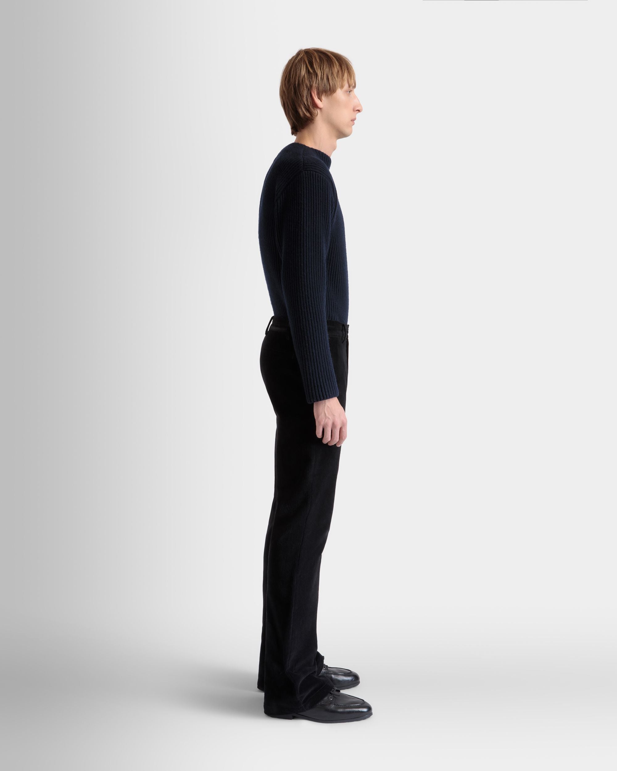 Pantalon Évasé En Velours Côtelé De Coton Noir - Homme - Bally - 05