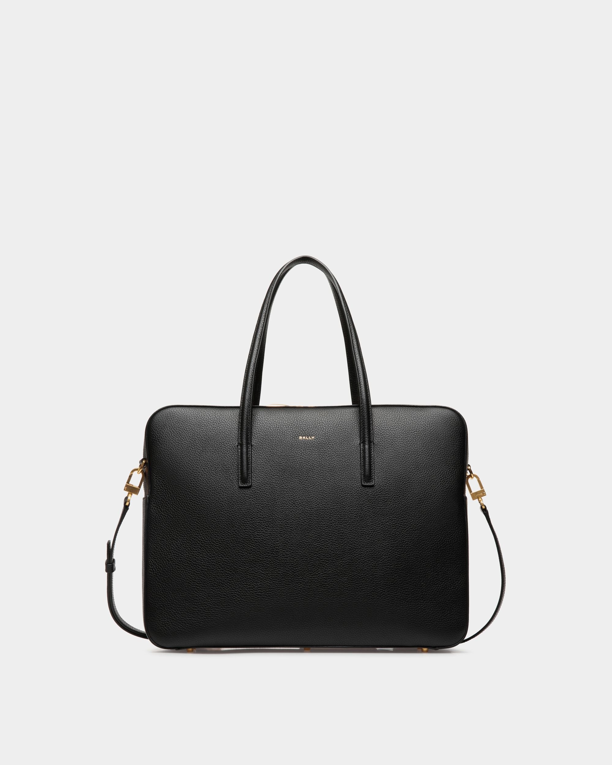 Sac Business Emblem En Cuir Grainé Noir - Femme - Bally - 01