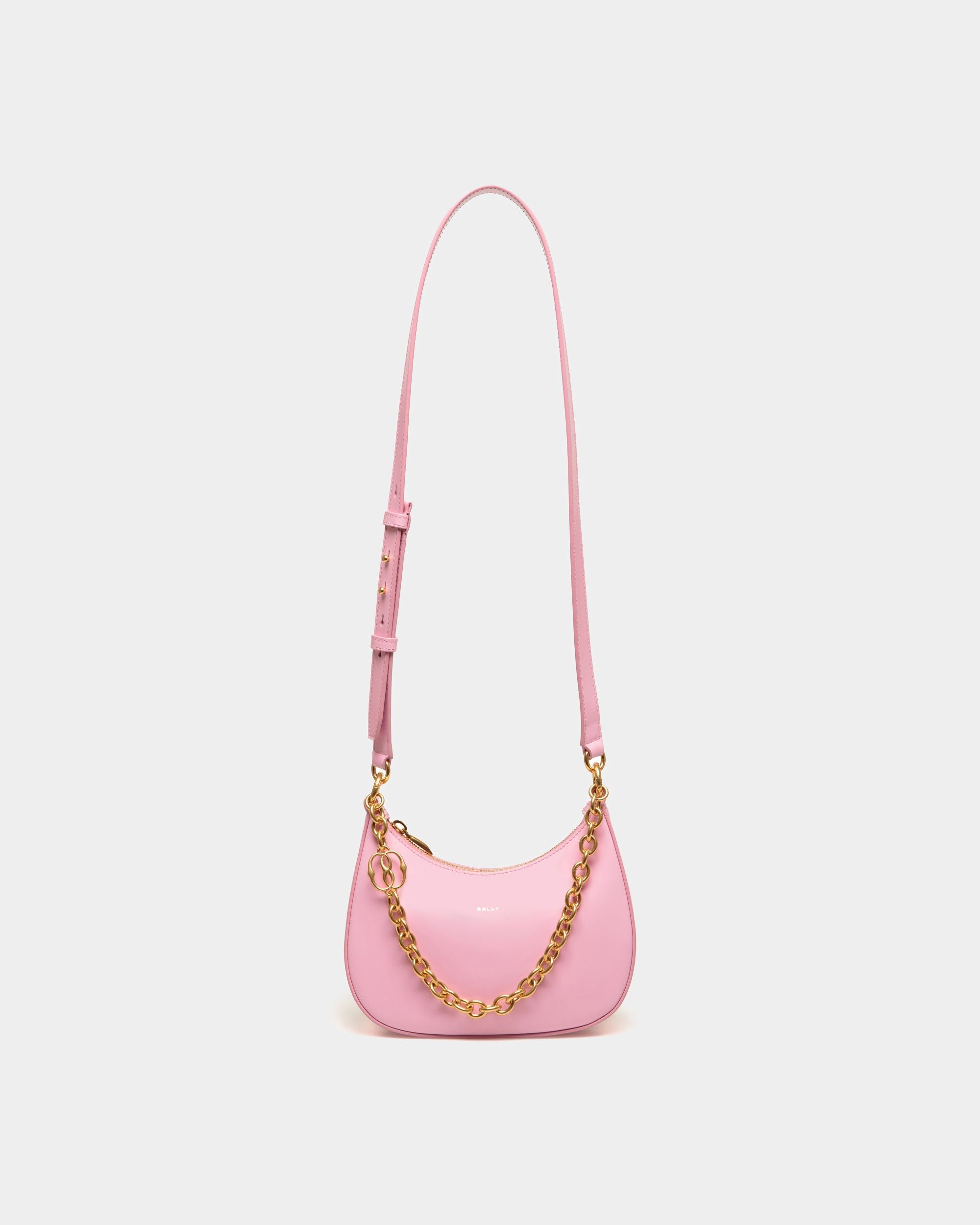 Mini Sac À Bandoulière Emblem En Cuir Brossé Rose - Femme - Bally - 01