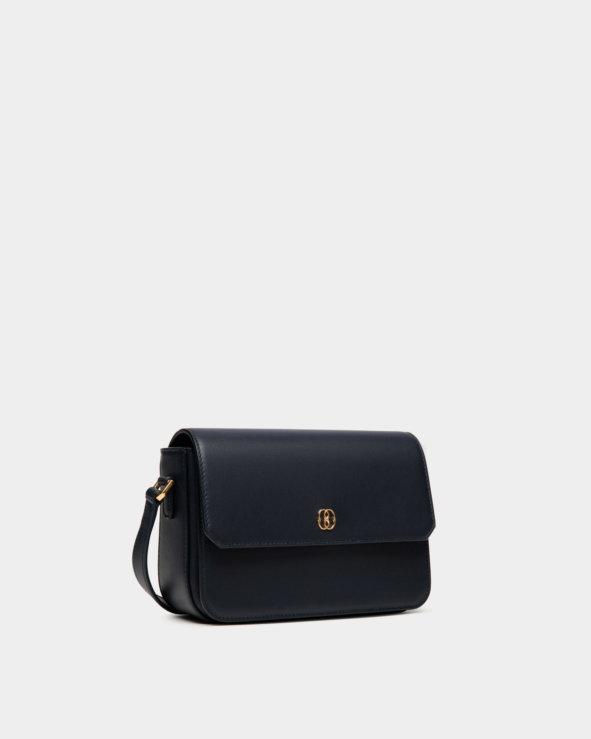 Petit Sac À Bandoulière Emblem En Cuir Navy Blue - Femme - Bally - 03