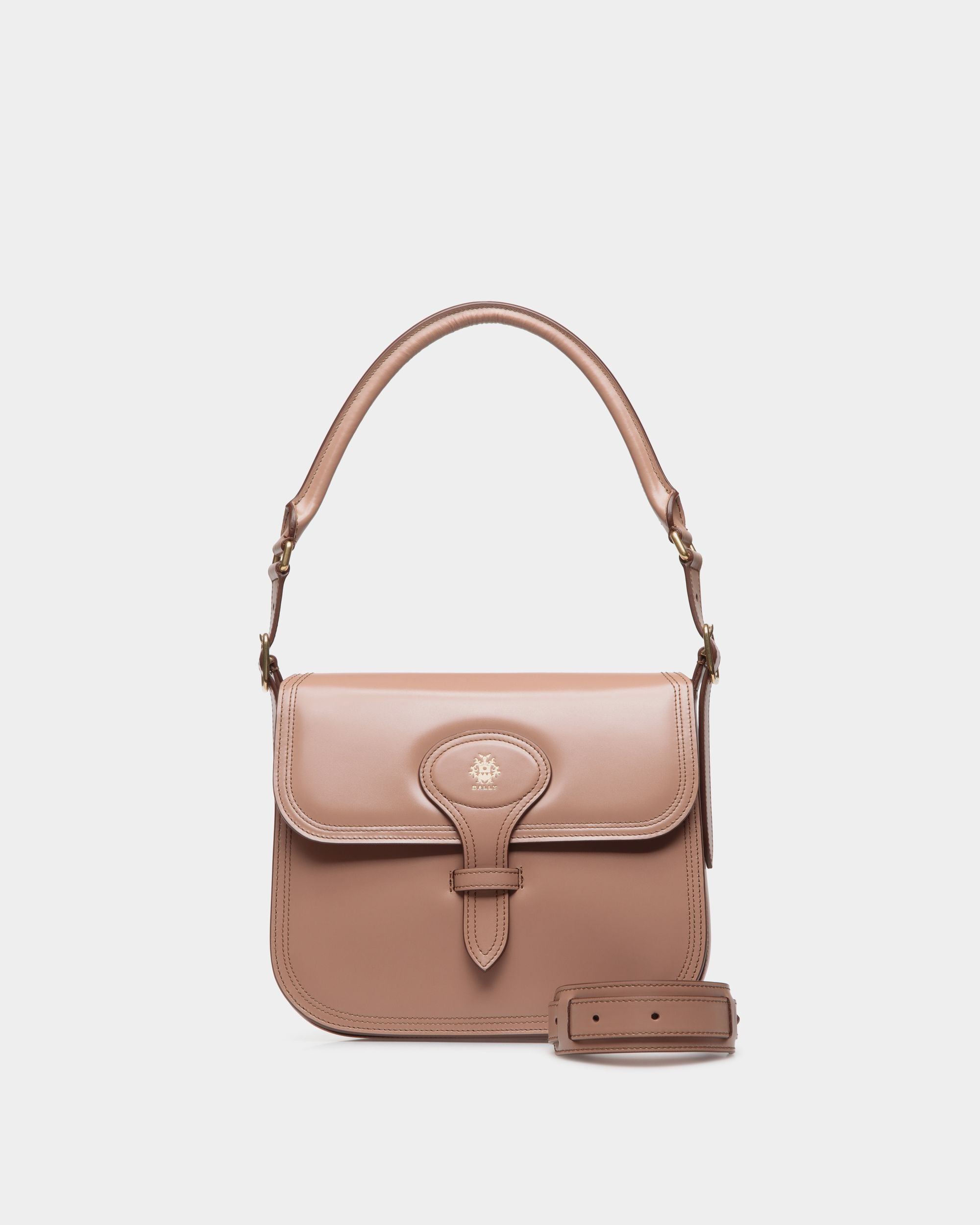 Sac À Bandoulière Beckett En Cuir Brossé Praline Beige - Femme - Bally - 07