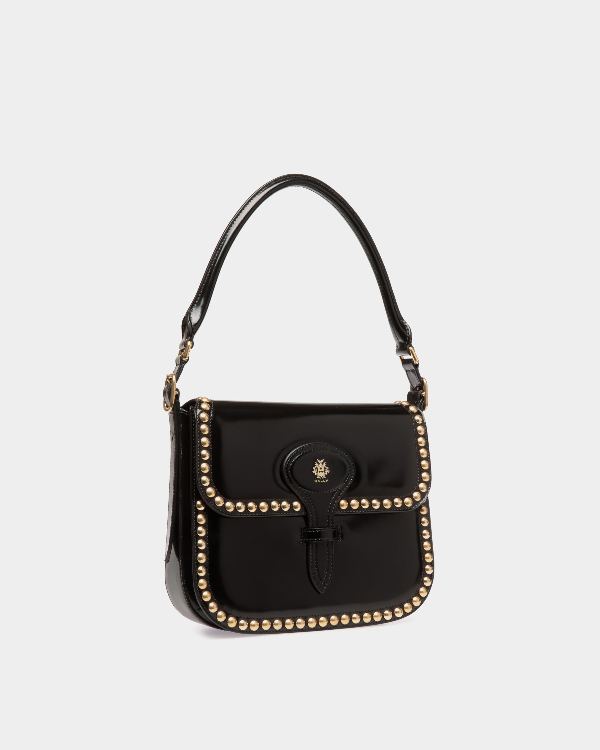 Sac À Bandoulière Beckett En Cuir Noir Avec Clous - Femme - Bally - 03