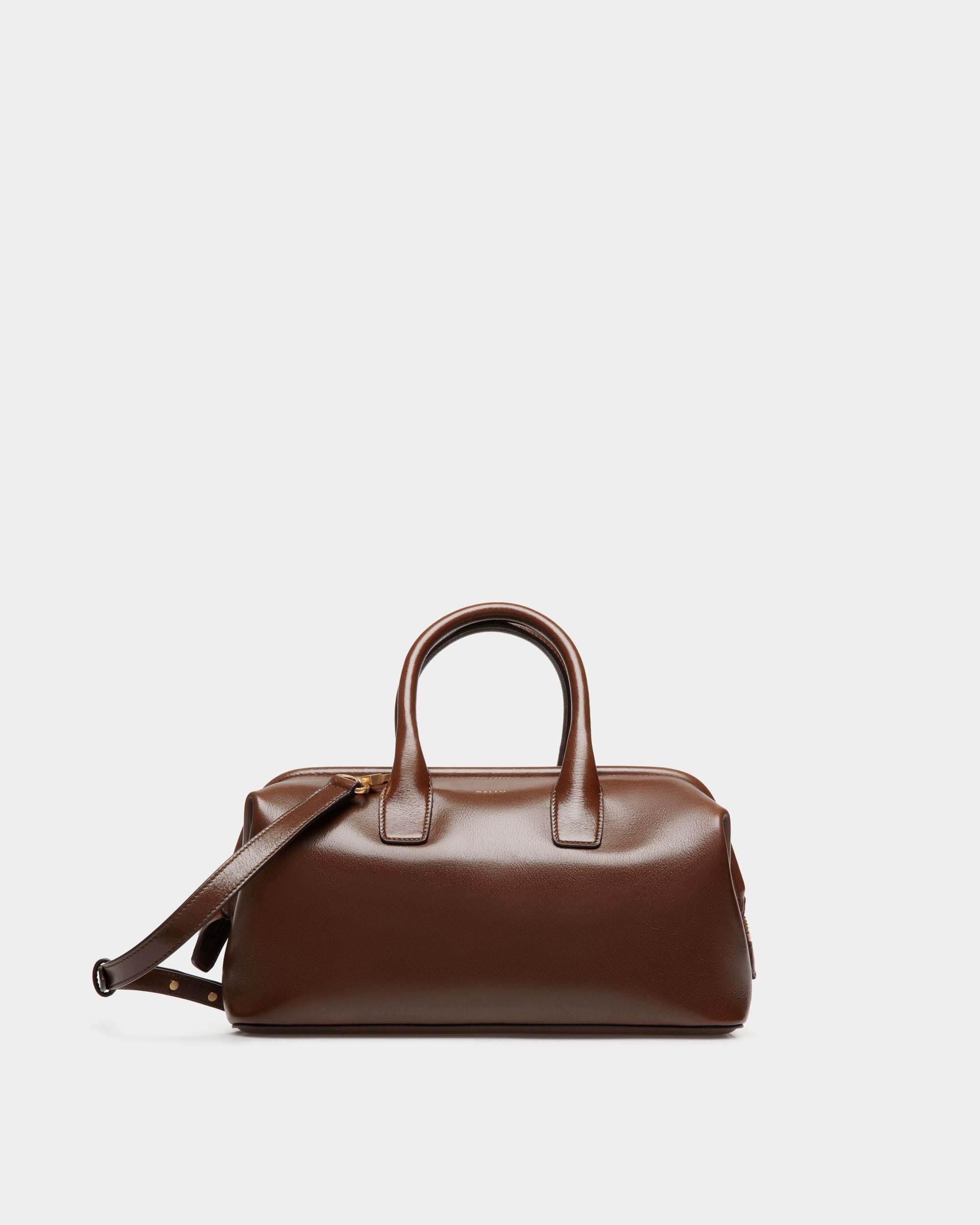 Belle Small Top Handle Bag In Marron Glacé Leather - Femme - Bally - 01