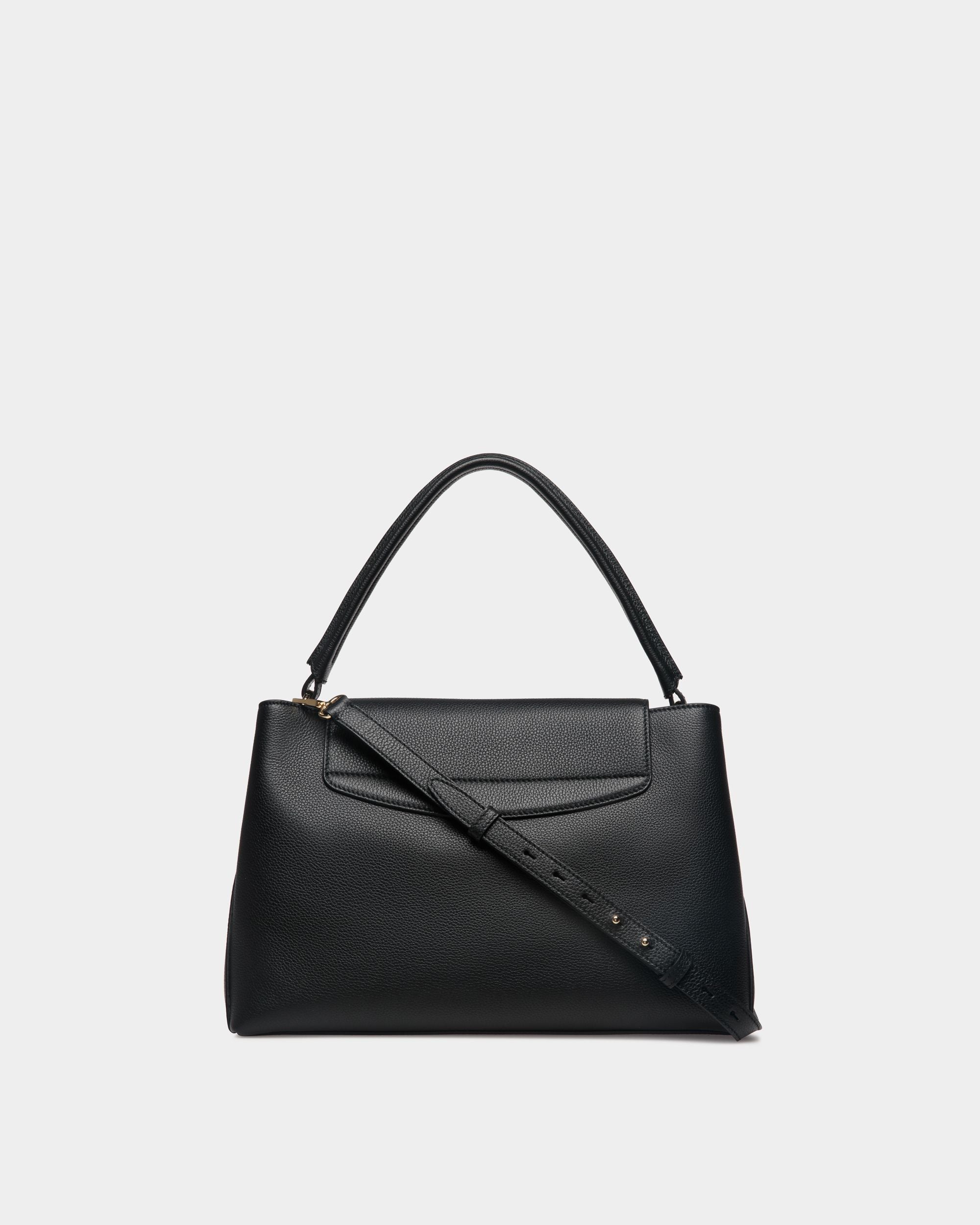 Sac À Anse Supérieure Lock Me En Cuir Grainé Noir - Femme - Bally - 03