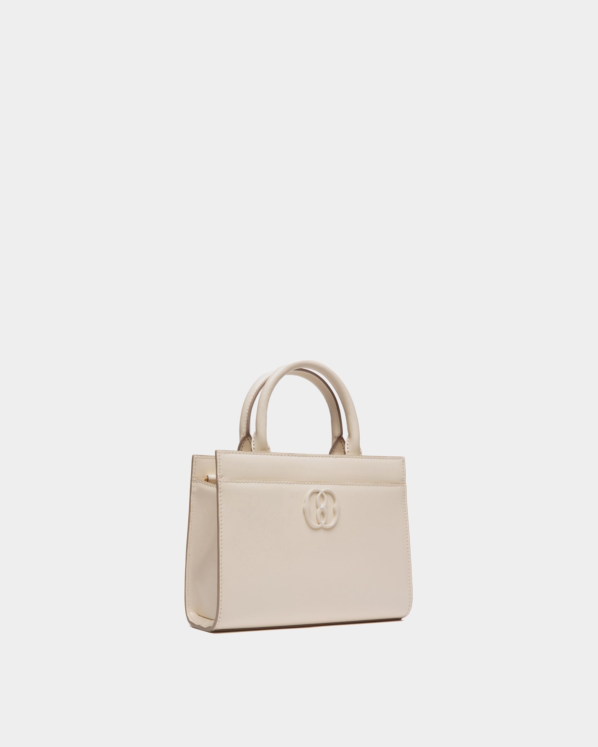 Petit Sac Cabas Emblem En Cuir Brossé Blanc - Femme - Bally - 04