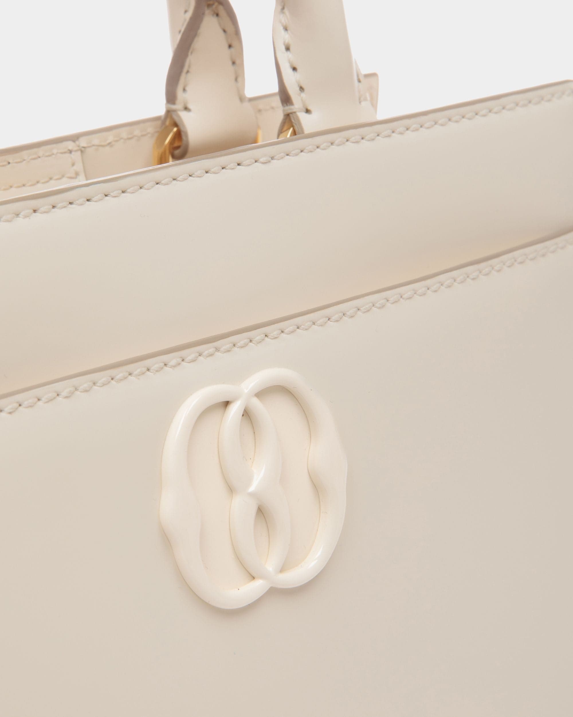 Petit Sac Cabas Emblem En Cuir Brossé Blanc - Femme - Bally - 06