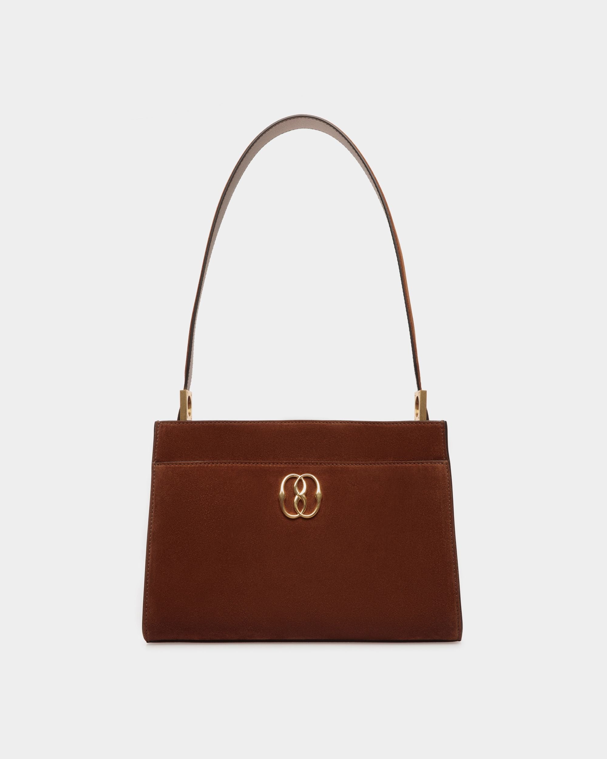 Sac D’épaule Emblem En Daim Marron - Femme - Bally - 01