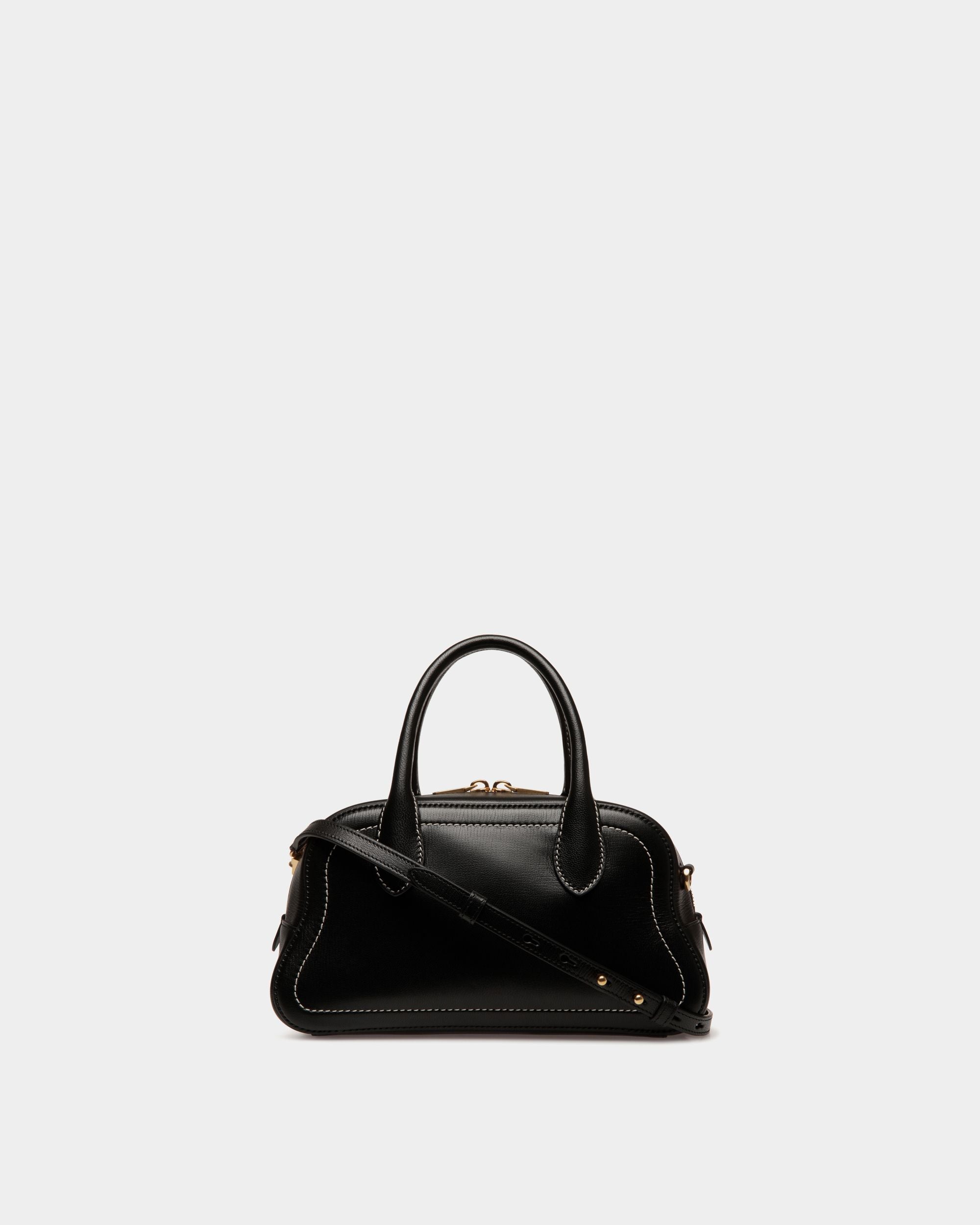 Sac À Anse Supérieure Unda En Cuir Grainé Noir - Femme - Bally - 03