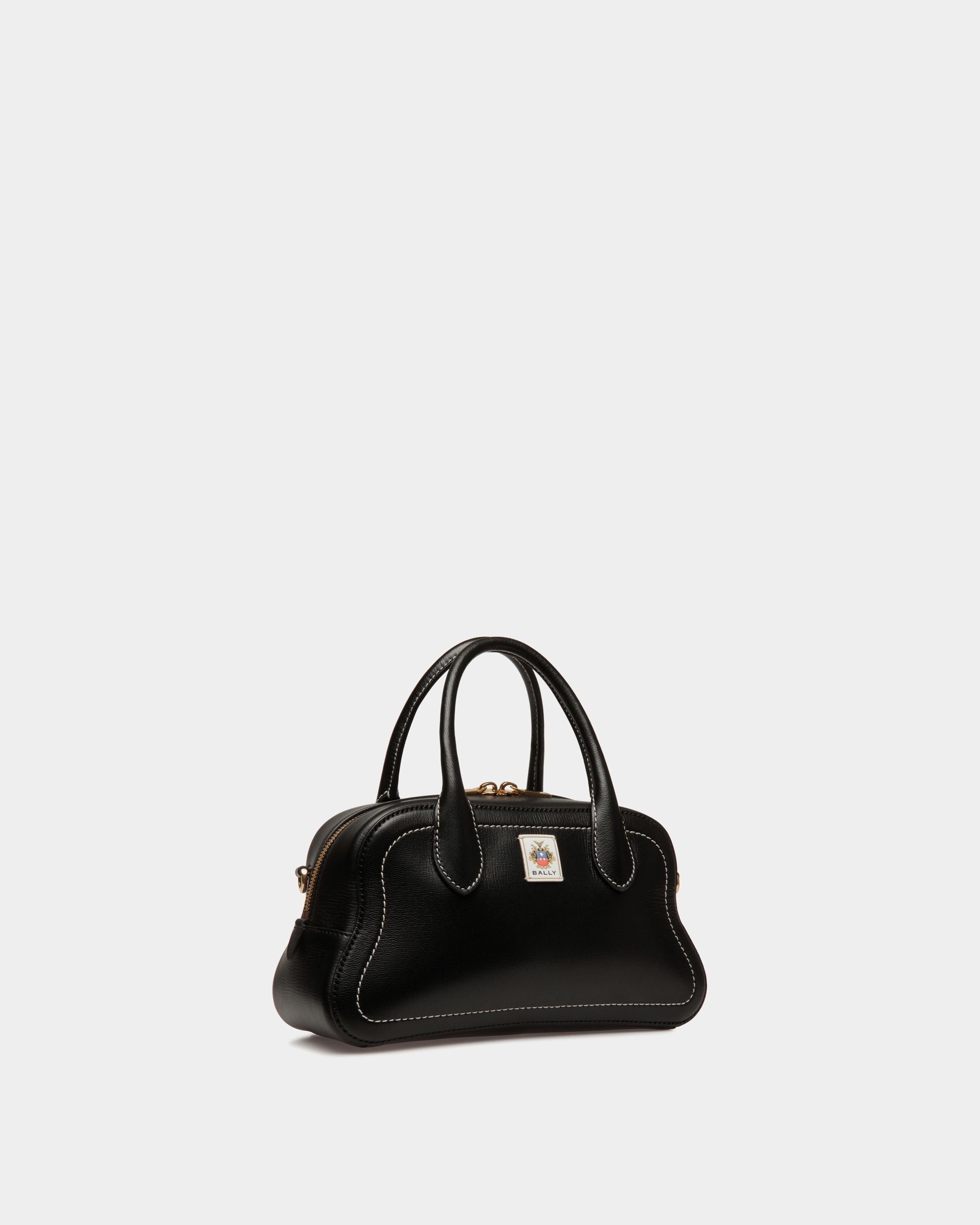 Sac À Anse Supérieure Unda En Cuir Grainé Noir - Femme - Bally - 04