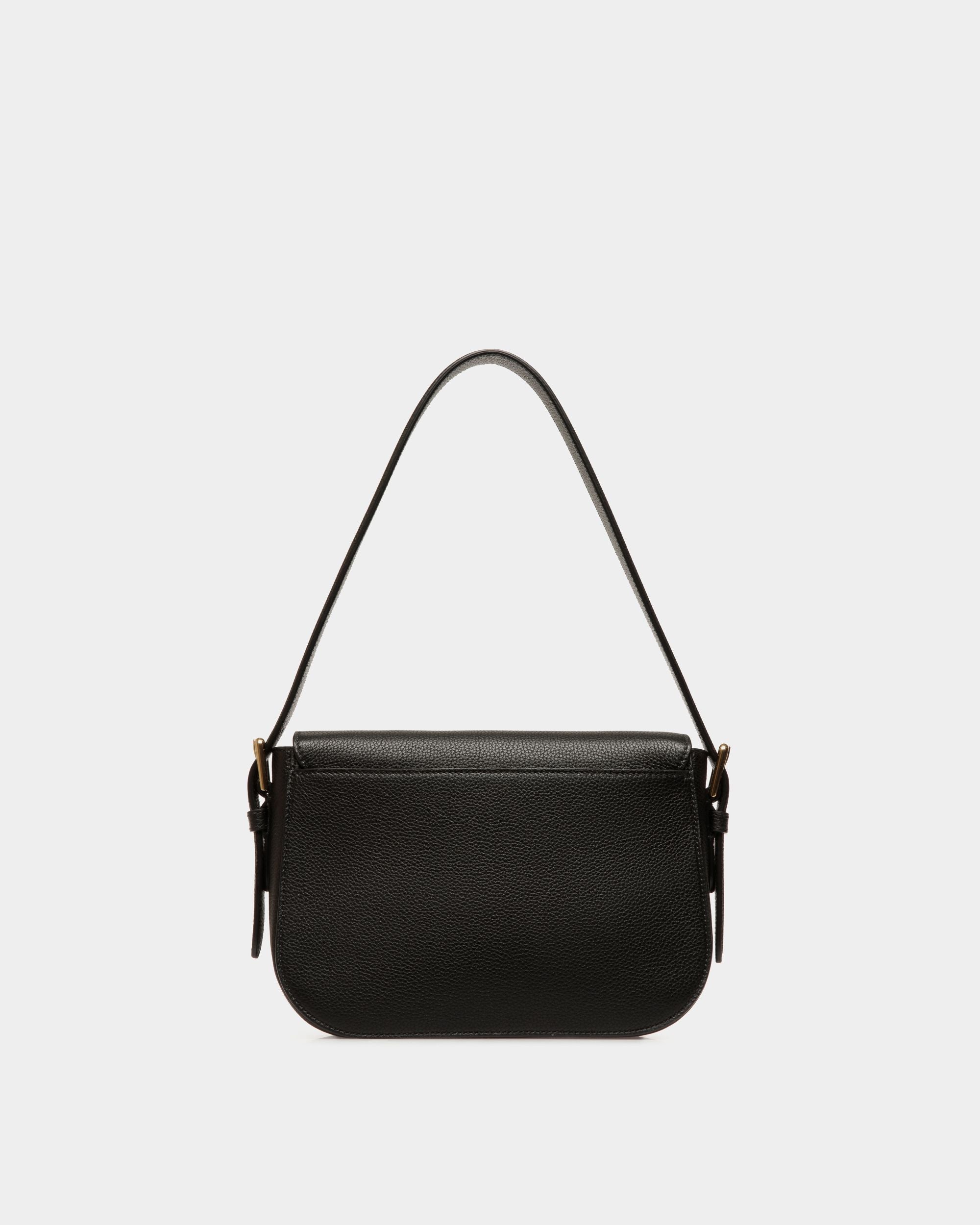 Sac D’épaule Lock Me En Cuir Grainé Noir - Femme - Bally - 02