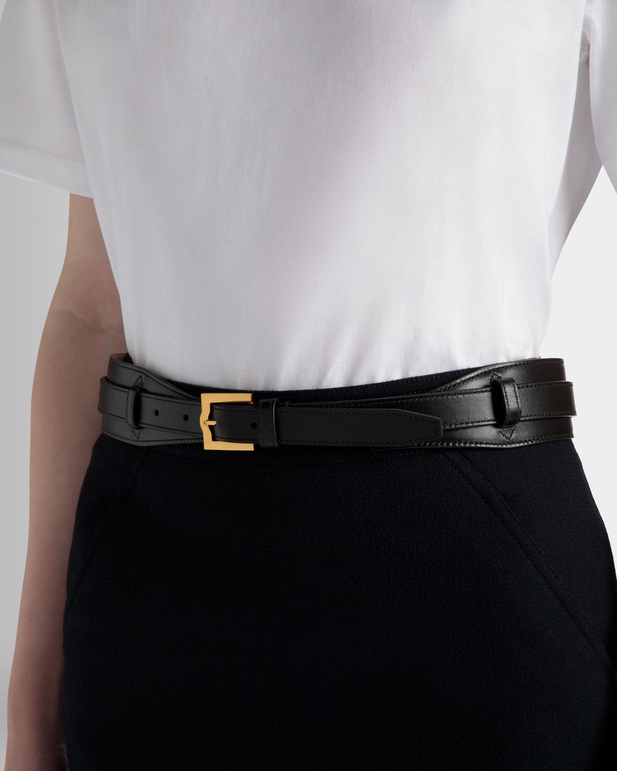 Ceinture Emblem 45 mm En Cuir Noir - Femme - Bally - 04