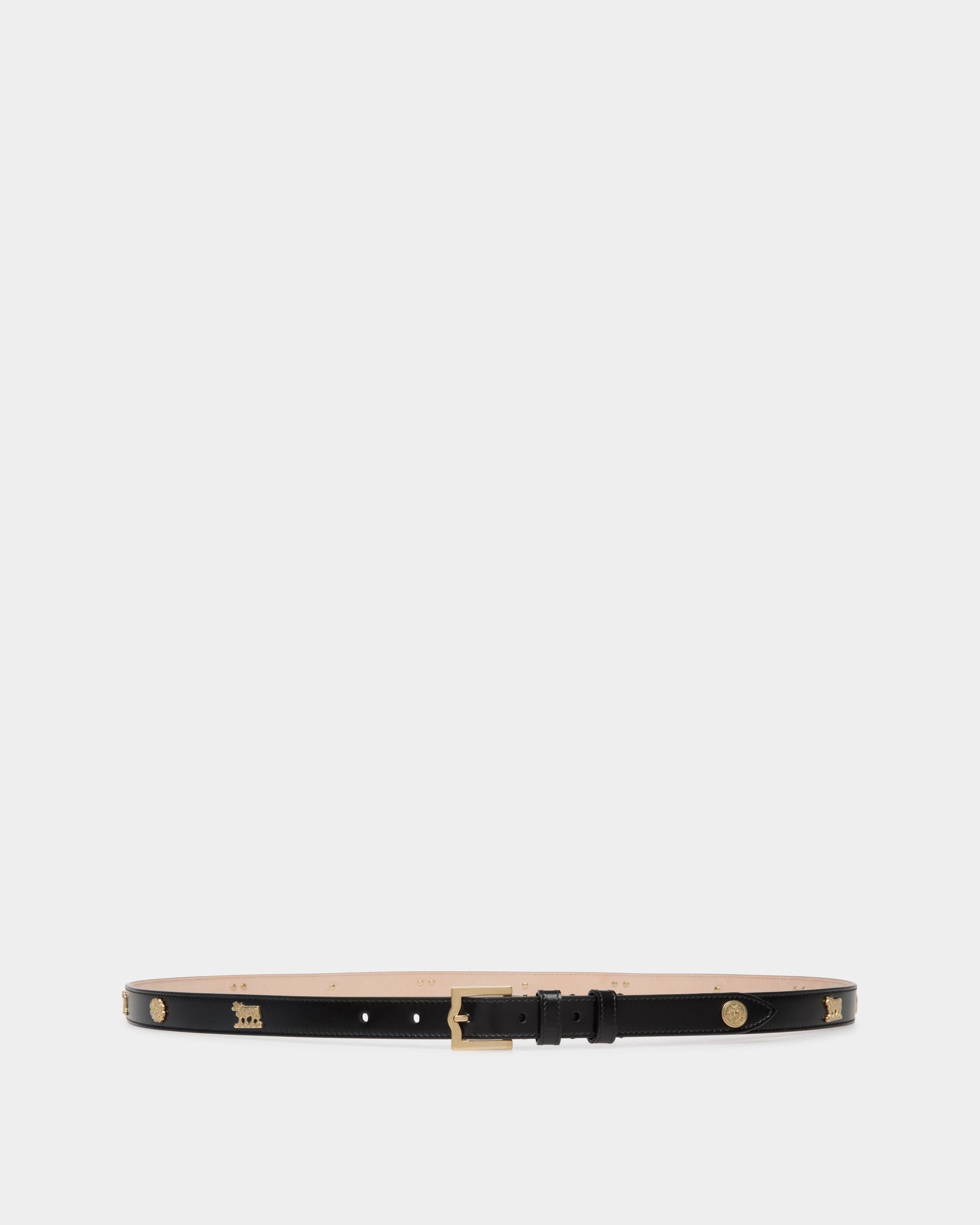 Ceinture Emblem 105 cm En Cuir Brossé Noir - Femme - Bally - 01