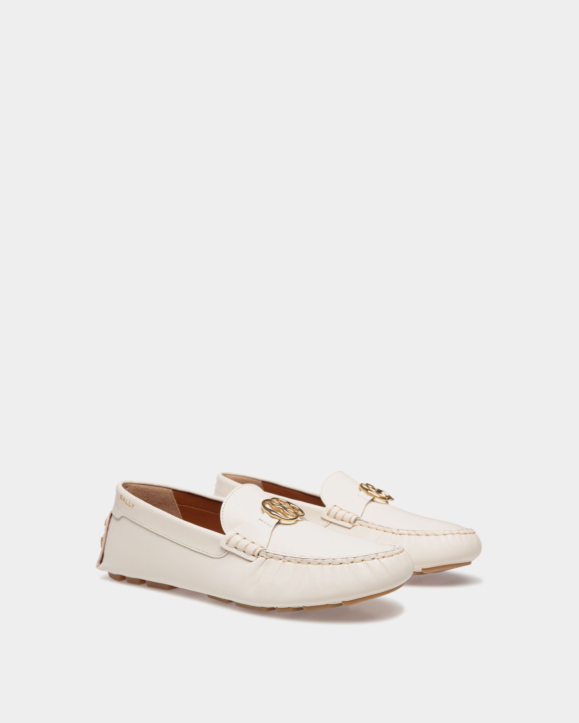 Chaussure Driver Kerbs En Cuir Blanc - Femme - Bally - 02