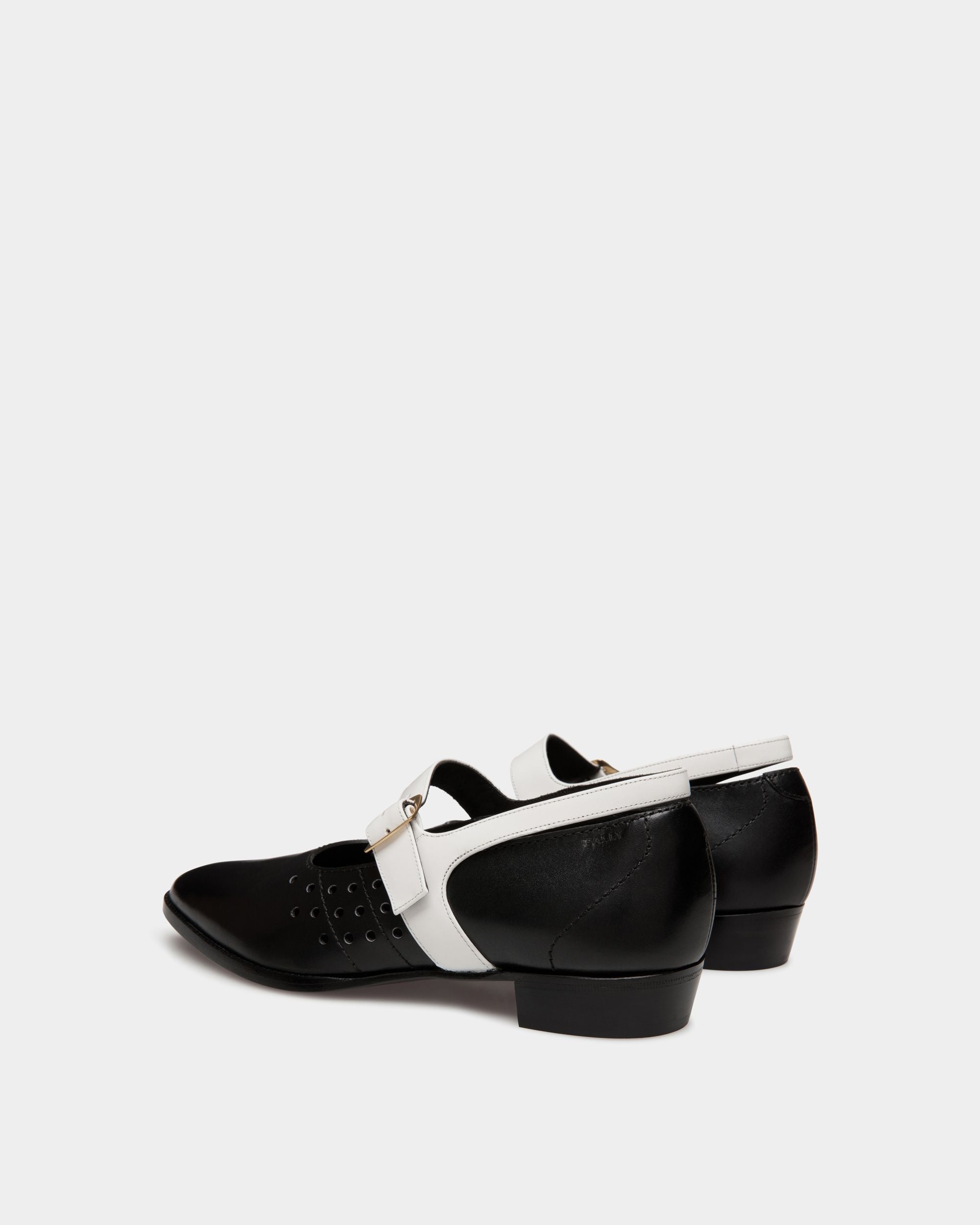 Glendale Mary-Jane In Black and White Leather - Femme - Bally - 03