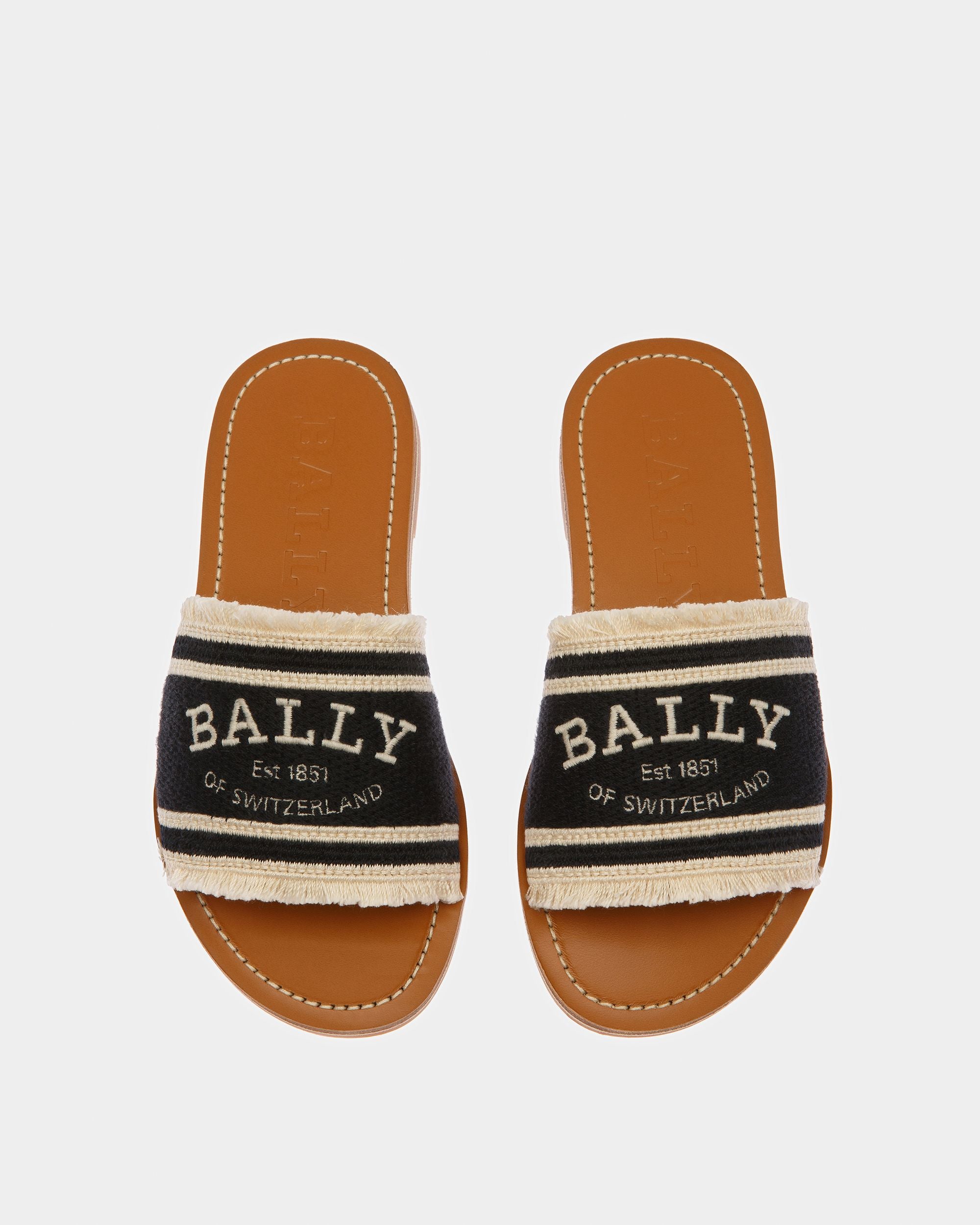 Mules En Tissu Noir Et Ivoire - Femme - Bally - 02