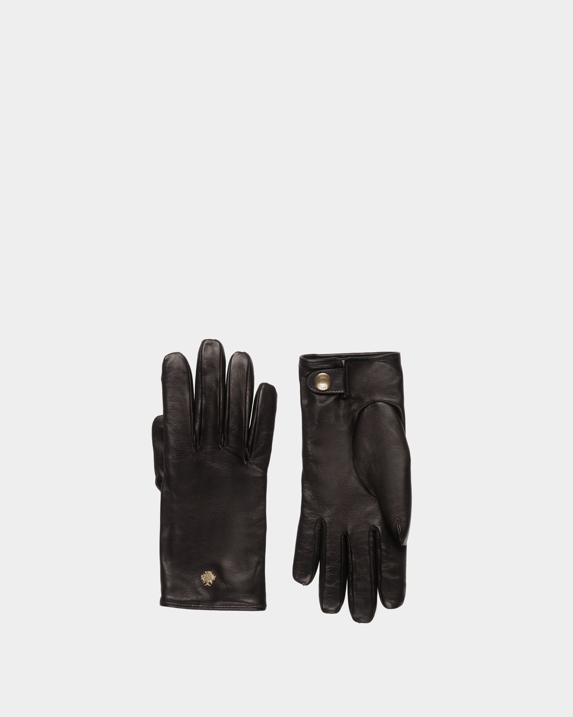 Gants Avec Logo Bally Crest En Cuir Noir - Femme - Bally - 01