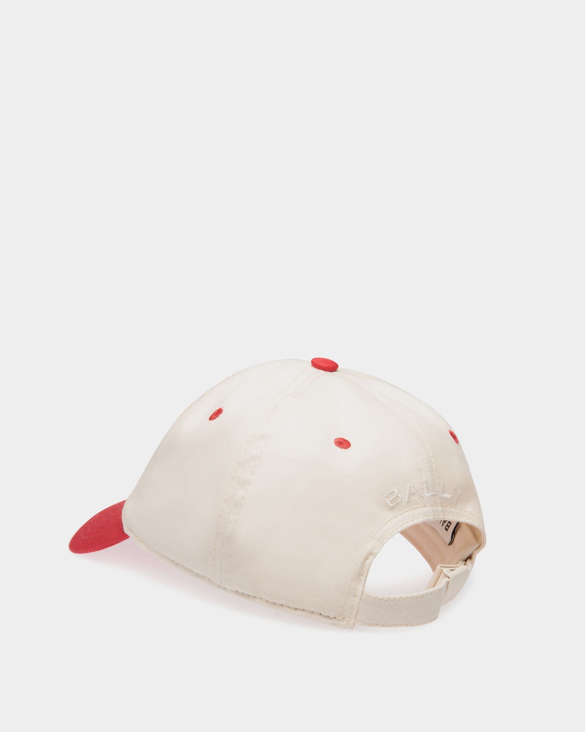 Casquette De Baseball En Coton Ivoire Et Rouge Avec Broderie Bally Cake - Femme - Bally - 03